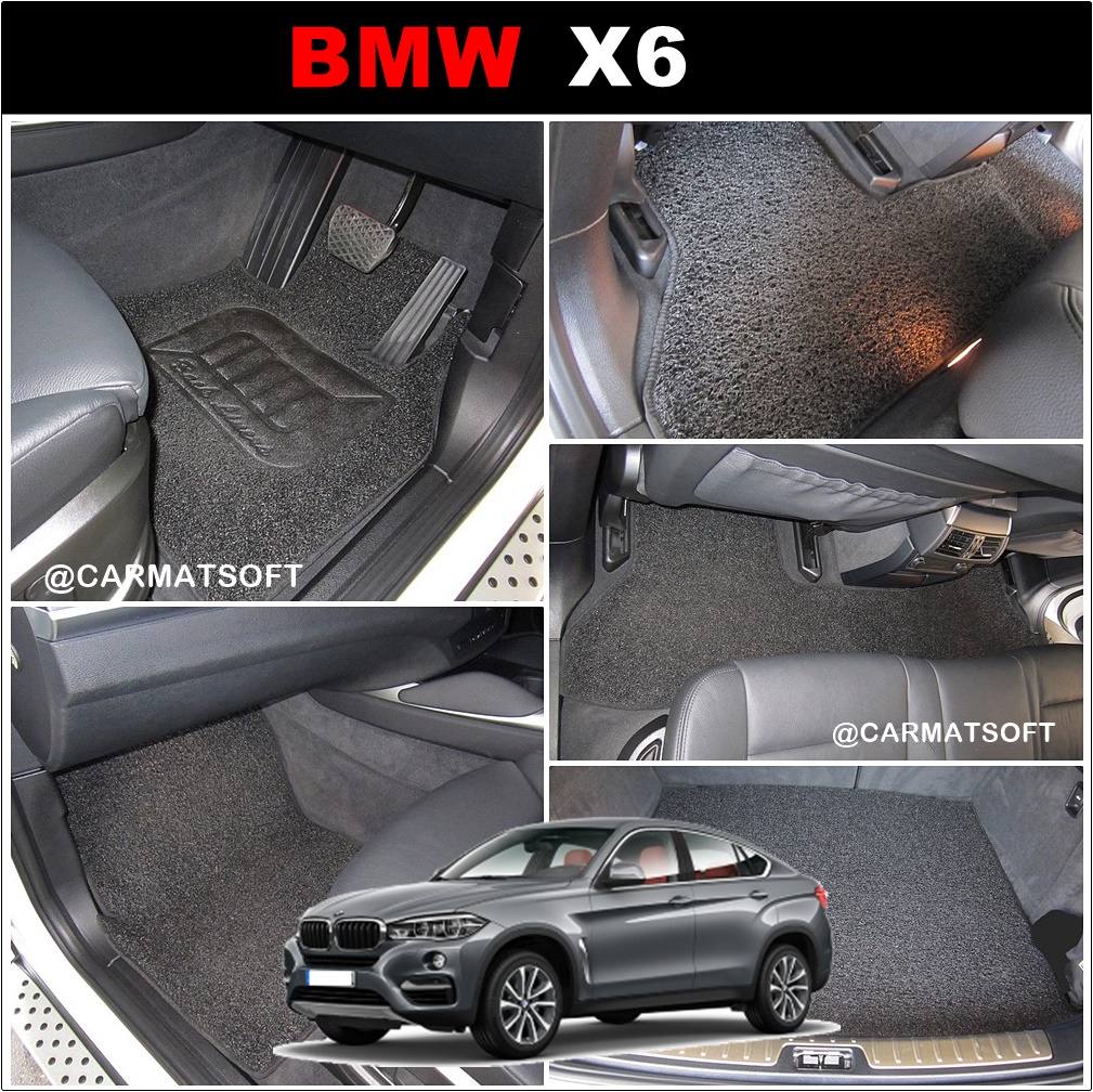 พรมไวนิลดักฝุ่น BMW X6 F16 (2015-20) พรมดักฝุ่นเกรดA ใยหนานุ่มพิเศษภายใน+เเผ่นท้าย