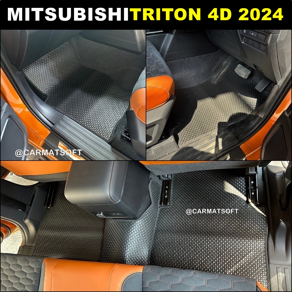 ยางปูพื้นรถยนต์ TRITON 4D 2024 พรมกระดุมเม็ดเล็ก ไตรตัน 4ประตู สีดำ เข้ารูป 5ชิ้น (พร้อมส่ง)