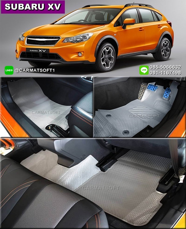 ยางปูพื้นรถยนต์ SUBARU XV รุ่น MiniMat Premium พรมกระดุมเม็ดเล็ก PVC รีดขอบ สีเทา