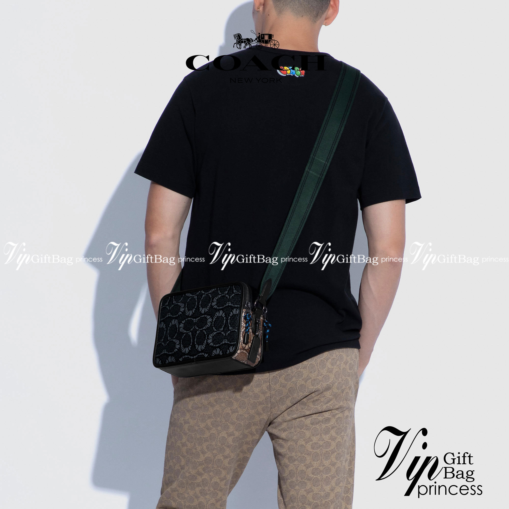 COACH X MICHAEL B. JORDAN CHARTER CROSSBODY 24 IN MUMMIFIED SIGNATURE CANVAS พร้อมส่งที่ไทย ภาพสินค้าถ่ายจากงานขายจริง ใช้งานต่างประเทศได้