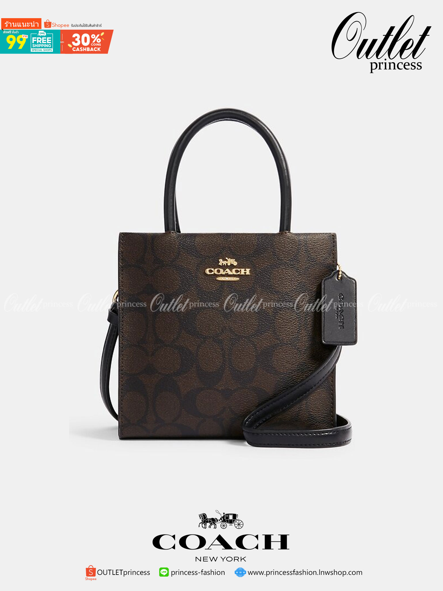COACH 5693 MINI CALLY CROSSBODY IN SIGNATURE CANVAS กระเป๋าครอสบอดี้โท้ทมินิไซส์ รุ่นใหม่สุดฮอต!! ใบจริงคือน่ารักม้ากกกก!! สวยอยู่ทรง น่ารักน่าใช้ วัสดุหนังแคนวาสเคลือบลาย ปากกระเป๋ามีกระดุมแม่เหล็ก มาพร้อมหูจับในตัวและสายสะพายข้าง ถอดออกหิ้วเก๋ๆก็ได้ หรื