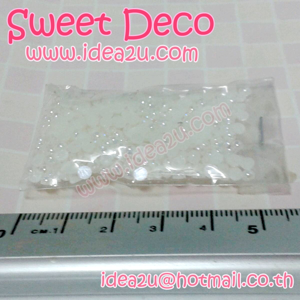 ลูกปัดสีขาวมุกครึ่งซีก 3mm (1แพ็ค 5 กรัม)