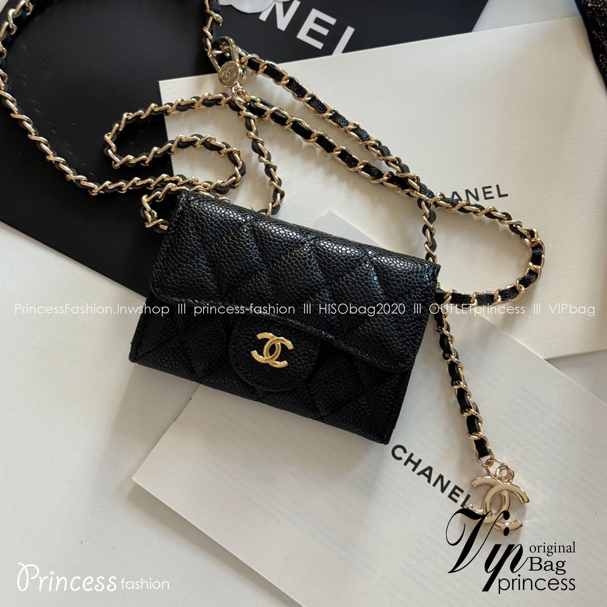 CHANEL mini wallet on chain crossbody กระเป๋าสตางค์พร้อมสายโซ่ หนังแท้ เกรดออริจินอล 1:1 สลับแท้