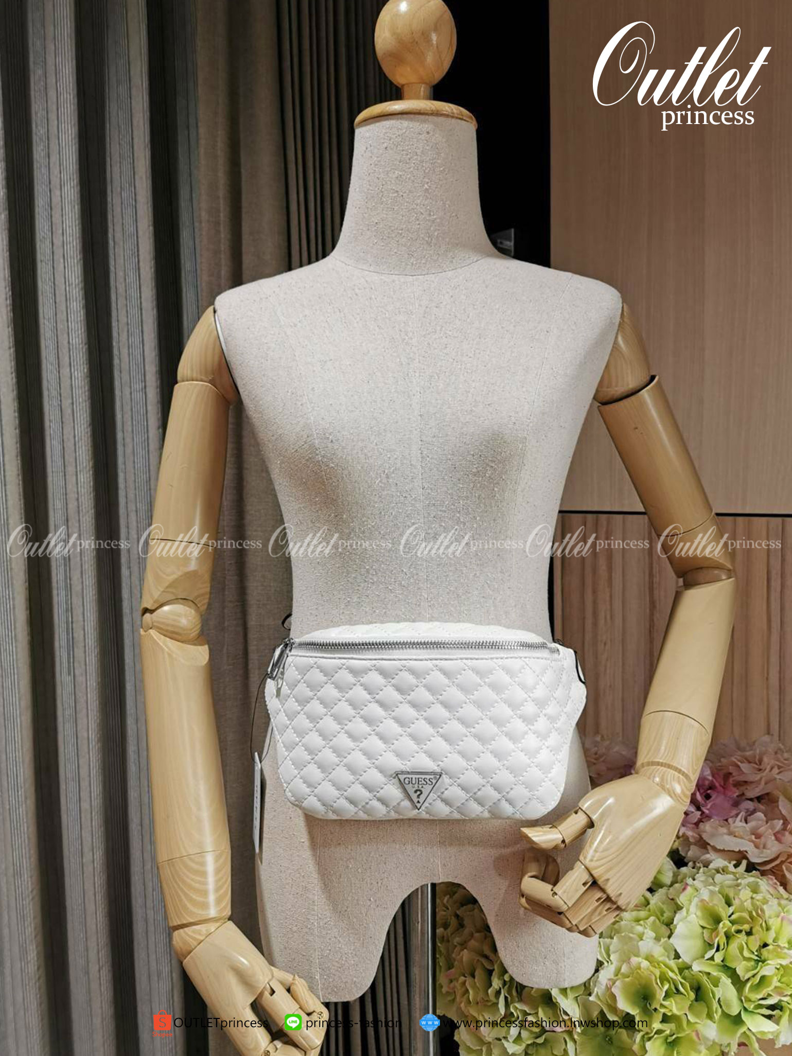 Guess Woman Factory Belt Bag กระเป๋าสะพาย/คาดเอว/คาดอก รุ่นใหม่ดีไซน์ยอดนิยม สีดำ