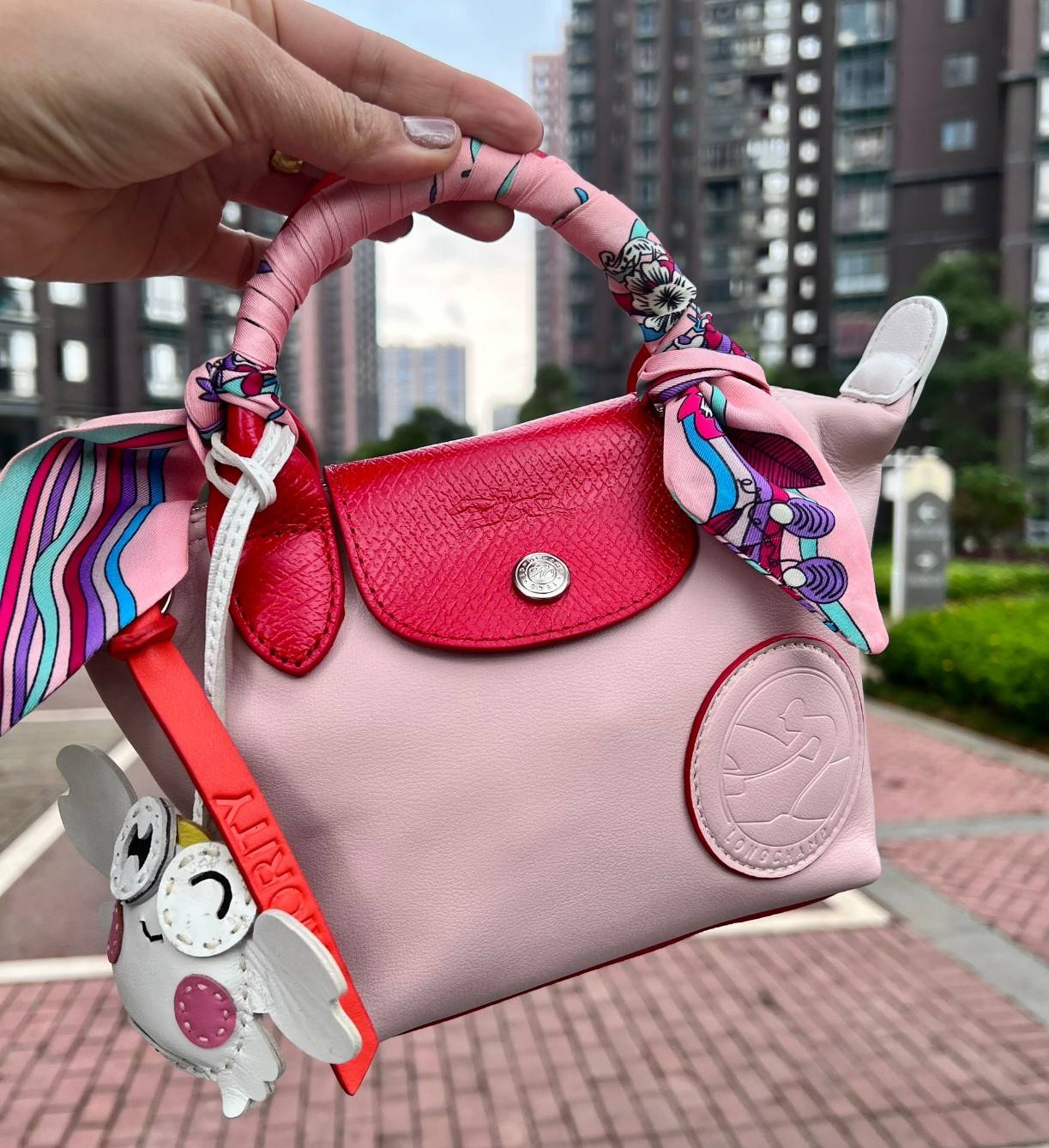 LONGCHAMP TOTE 2WAY BAG LE PLIAGE EXTRA L1500 พร้อมส่งที่ไทย กระเป๋าไซส์มินิ สีหวานละมุน ฟรีผ้าพันหู **สินค้าเกรดออริจินอล 1:1 สลับแท้ ใช้งานต่างประเทศได้