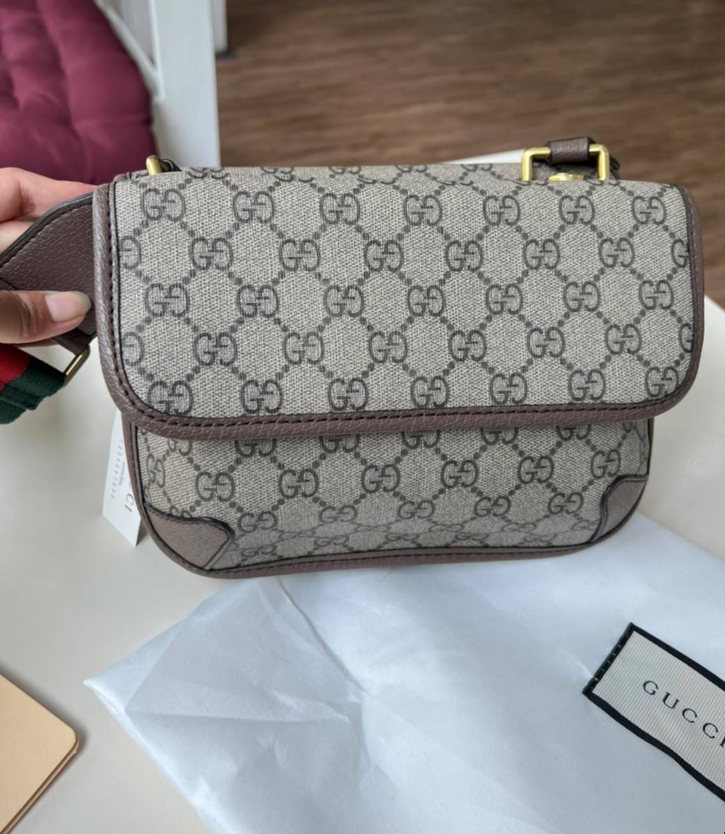 Gucci Neo Vintage Belt Bag / Gucci Ophidia Belt Bag กระเป๋าสะพายข้าง วัสดุผ้าใบ GG Supreme เปิดปิดแม่เหล็ก มี3ช่องแยกกันเป็นสัดส่วน ซับในผ้าฝ้ายและลินิน สายปรับระดับได้ ถอดสายไม่ได้