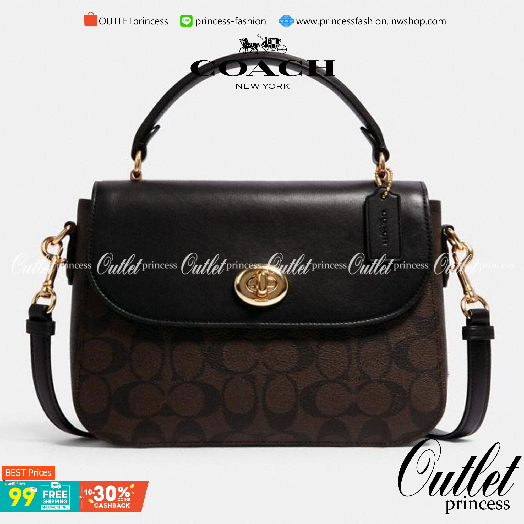 COACH C1765 MARLIE TOP HANDLE SATCHEL IN SIGNATURE CANVAS กระเป๋าถือ/สะพายข้าง มีดีไซน์ยูนีค โดดเด่น ตกแต่งโลโก้ด้านข้างอะไหล่ทอง สวยคลาสสิคด้วยวัสดุแคนวาสสลับหนังแท้ เปิด-ปิดด้วยตัวล็อคแน่นหนา ภายในเป็นช่องโล่ง ใส่ของได้ครบครัน มาพร้อมหูจับในตัวและสายสะพ