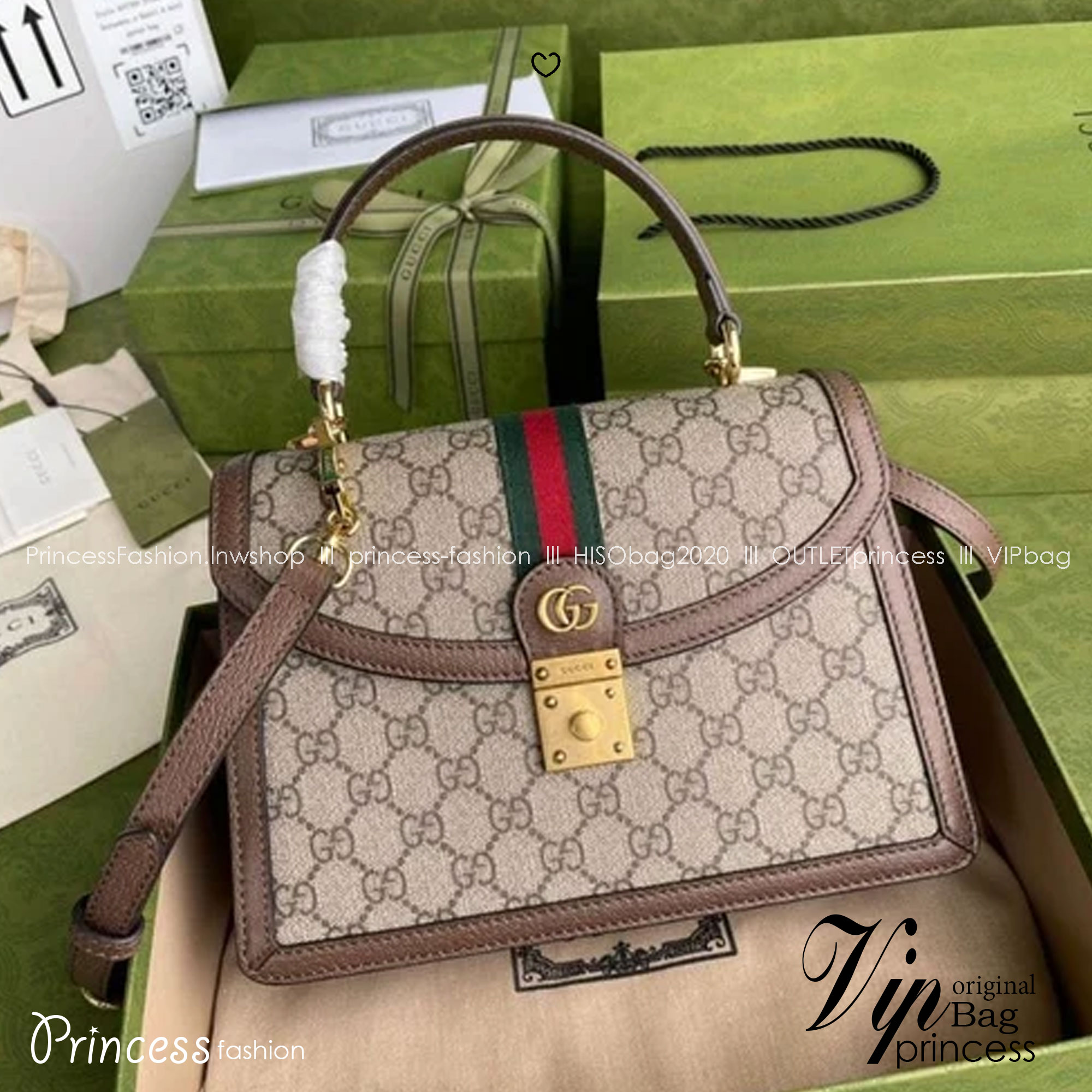 GUCCI Ophidia small top handle bag with Web กระเป๋าถือดีไซส์สวยหรูย้อนยุค พร้อมสายสะพายข้าง สวยสะดุดตาแฝงความไฮน์ในตัว