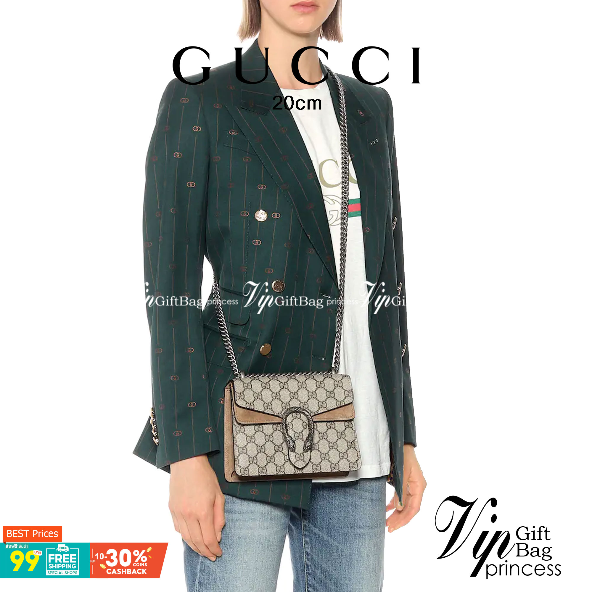 20CM / 7.5" หนังแท้ GUCCI Dionysus GG Supreme mini bag ฮอตไอเท็ม รุ่นนี้ขายดีขายหมด สวยหรู คุณหนู ผู้ดีมาก!! นานๆ มาจะมาน้าา รุ่นหายากค่ะ กระเป๋าสะพายข้าง ดีไซน์อยู่ทรง ขนาดกำลังสะดวกใช้สำหรับสาว วัสดุหนังแท้เต็มใบ ภายในแบ่งสัดส่วนได้เป็นอย่างดี งานจ