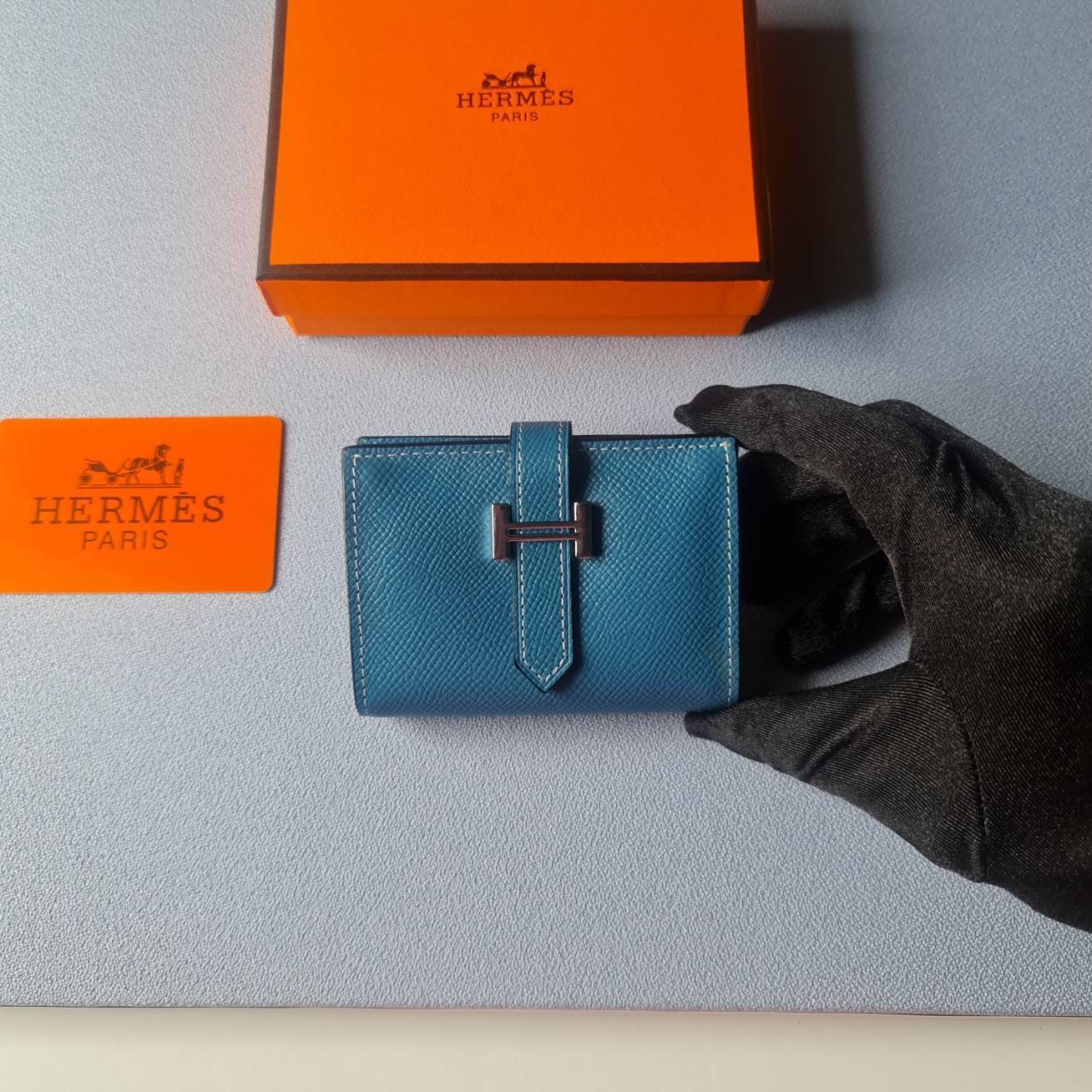 VIP หนังแท้ 】HERMES MINI BEARN WALLET UNISEX