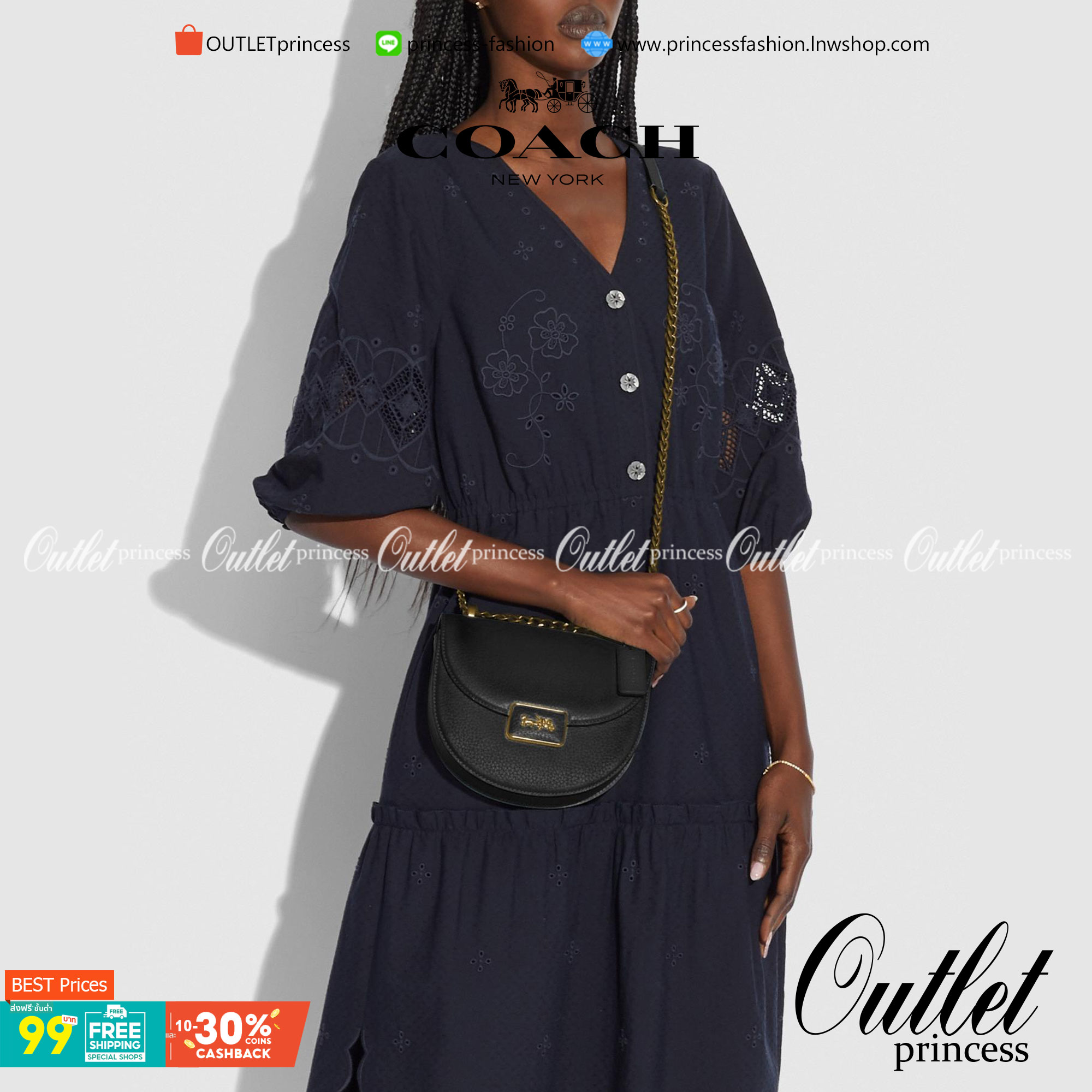 COACH ALIE SADDLE BAG : BLACK