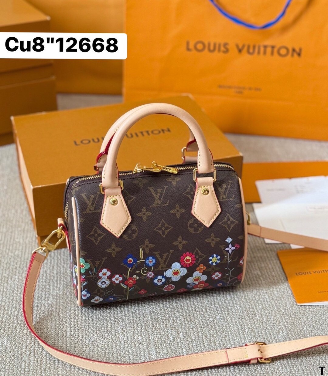 LV x TM speedy bandouliere 20 bag Monogram Flowers กระเป๋าทรงหมอนใบเล็ก คอลแสนสดใสด้วยการตกแต่งลายพิมพ์ รุ่นดอกไม้หลากสี และเชอรี่ มาพร้อมกุญแจล็อค ขนาดกำลังดี กะทัดรัด