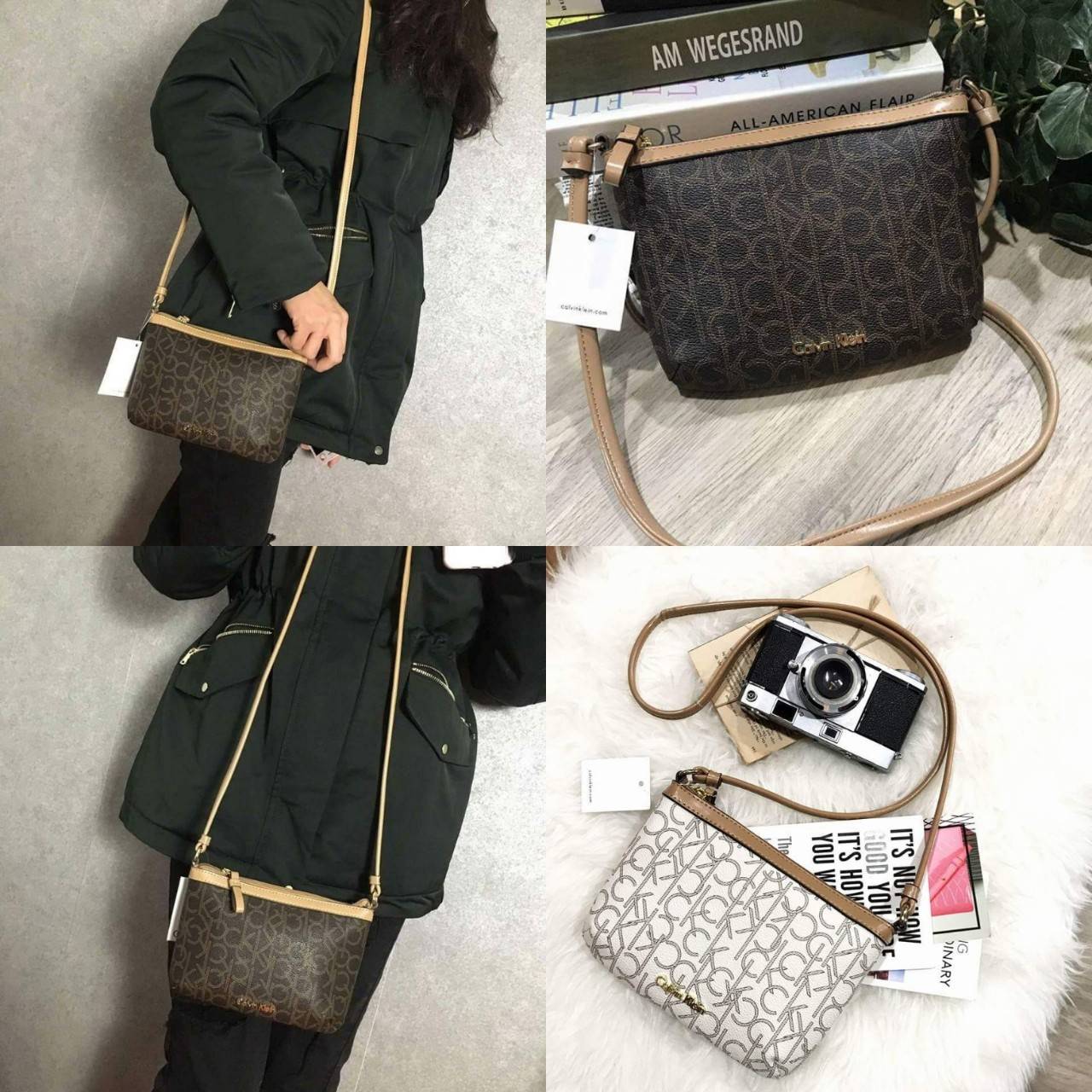 Calvin Klein Cross Body Bag กระเป๋าสะพายรุ่นใหม่ล่าสุดหนังสวย สกรีนลาย Signature แบรนด์รอบใบ ประดับโลโก้แบรนด์ สีทองด้านหน้า เปิดปิดด้วยซิป น้ำหนักเบา ภายใน โล่งกว้าง มีช่องใส่บัตร และช่องซิป ใส่ iphone+ ได้ มาพร้อมสายสะพายยาว ขนาดกำลังน่ารัก สะพายคล่องตั