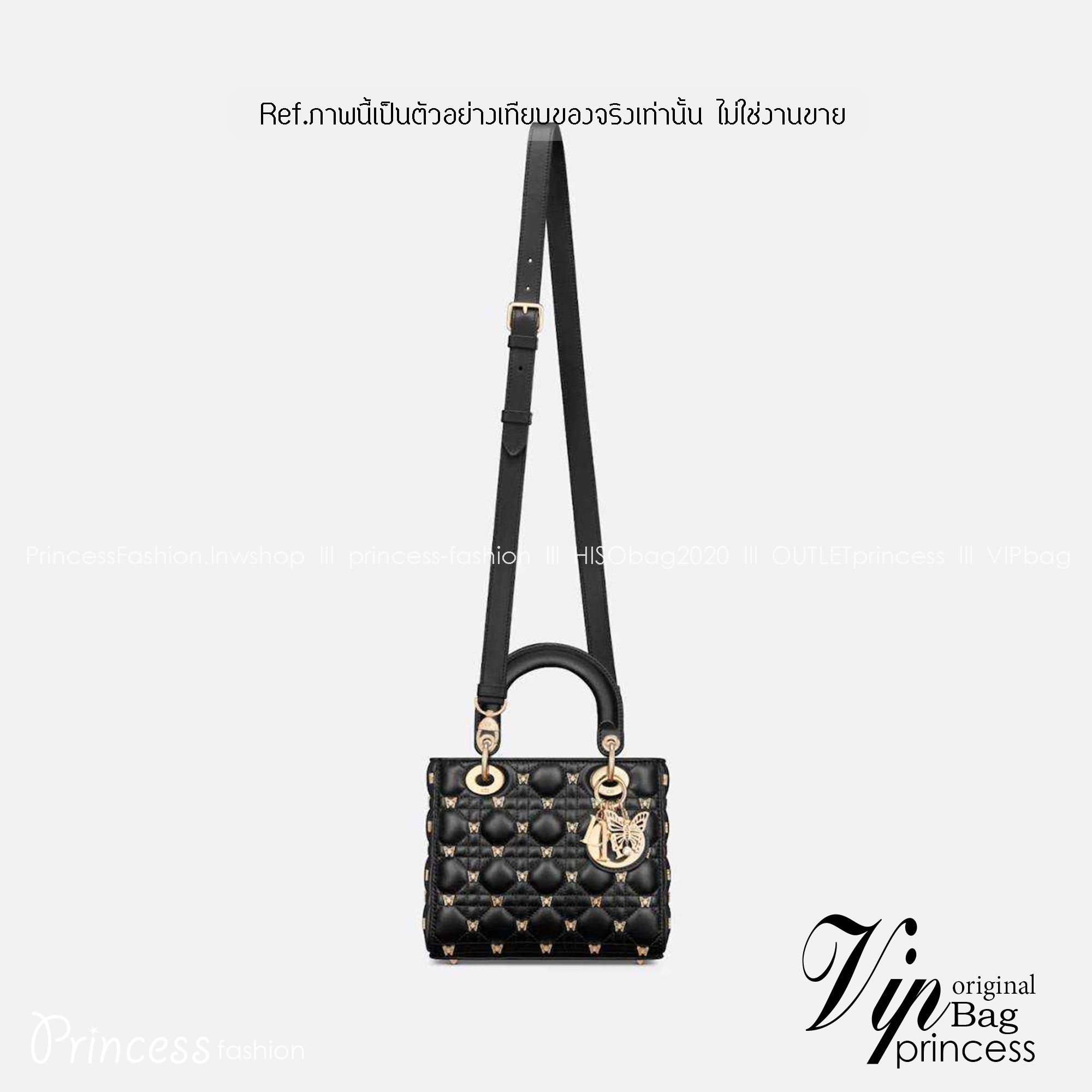 Small Lady Dior Bag Black Cannage / CD SMALL LADY BAG WITH BUTTERFLY กระเป๋าสะพายตกแต่งรูปผีเสื้อคละรอบใบ สวยหรูดูแพงทรงกล่องคลาสสิค