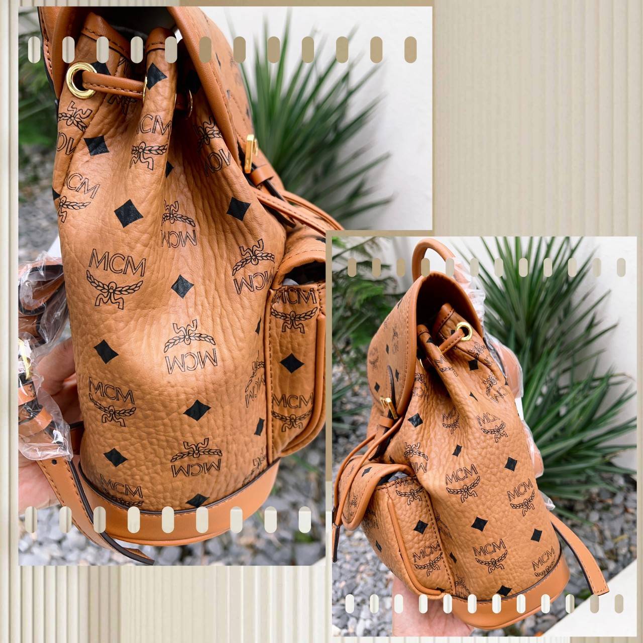 M.C.M AREN VISETOS BACKPACK / M.C.M Aren Drawstring Backpack in Visetos กระเป๋าเป้ทรงบัคเกตที่ทันสมัยคลาสสิคสวยมากๆ หนังแคนวาสอย่างดี ลายหนังสวยอีกหนึ่งรุ่นที่สาวๆควรมีติดตัว 🧡เกรดท็อปออริ เทียบแท้ 1:1 เกรดดีสุด ใช้งานต่างประเทศได้