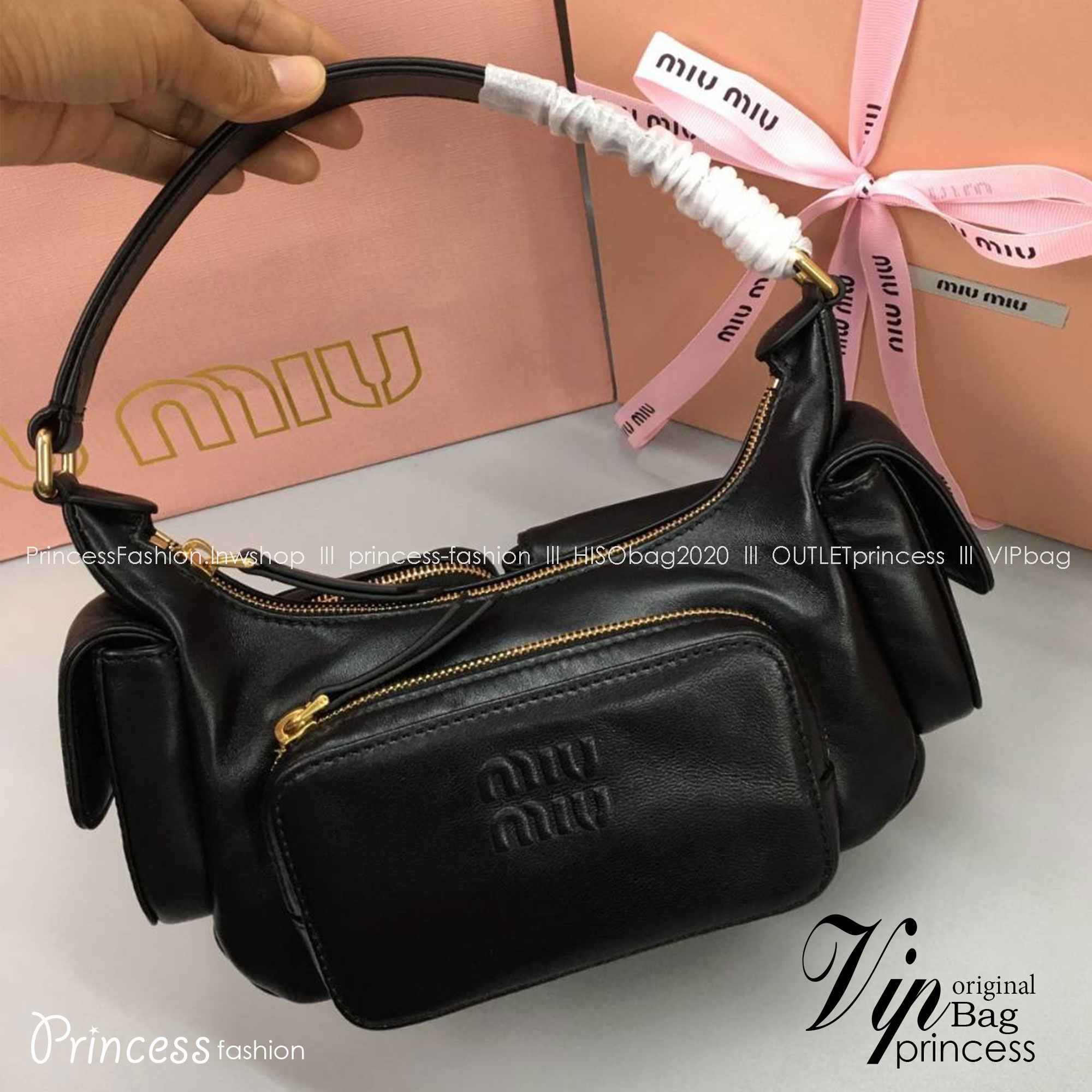 MIU MIU Nappa leather Pocket bag กระเป๋าถือสะพาย เกรดออริ ท็อป vip 1:1 เกรดงานปราณีตละเอียด หนังสวย เกรดดีสุด ใช้งานต่างประเทศได้