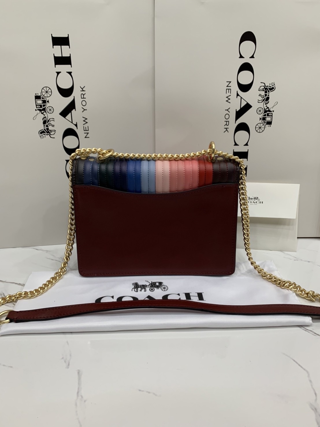 COACH KLARE CROSSBODY WITH RAINBOW LINEAR QUILTING (COACH C1446)