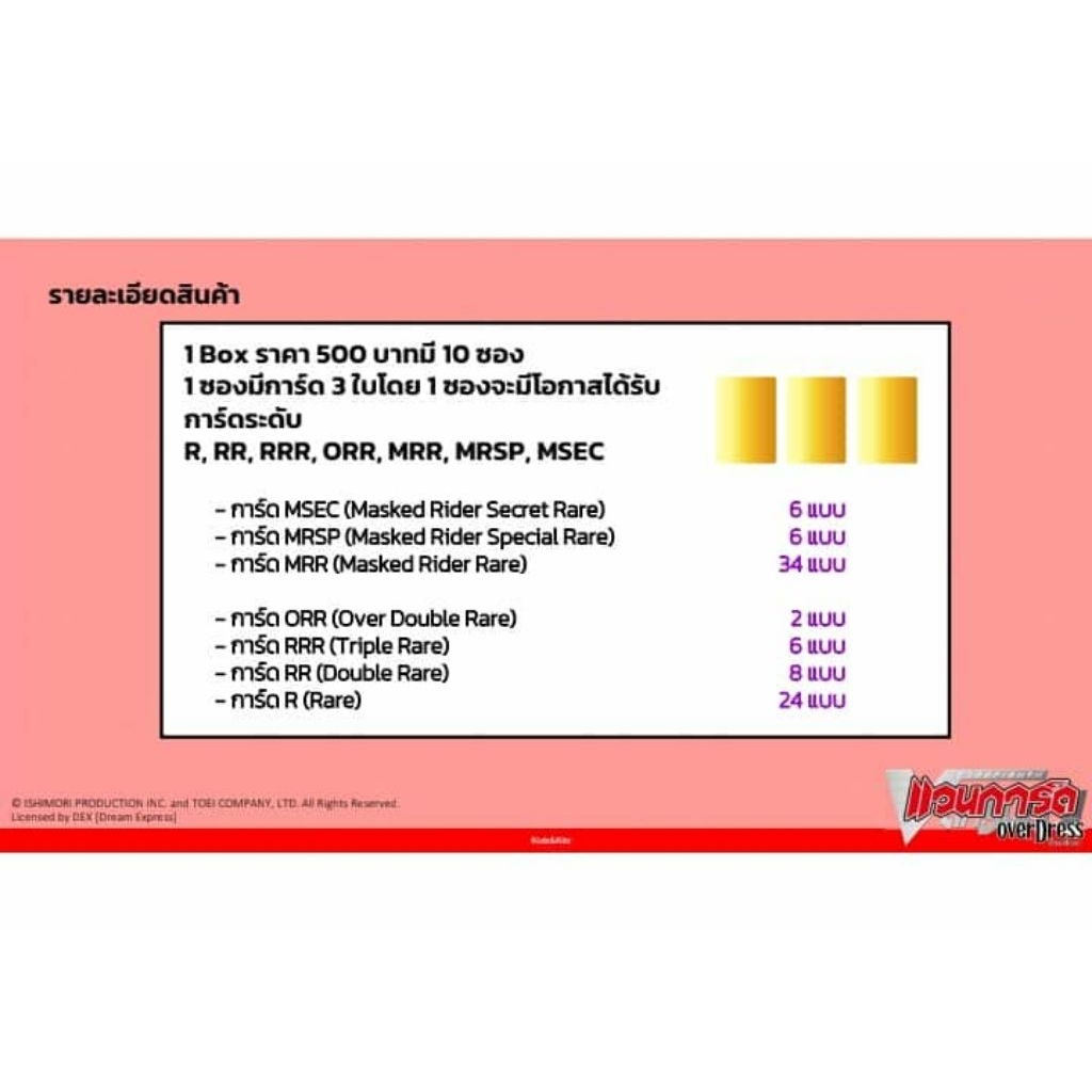 Pre-Order ส่ง24/12/68 การ์ดแวนการ์ด D มาสค์ไรเดอร์ คาบูโตะ&บิลด์ VGT-D-MBT01 1กล่อง 10ซอง