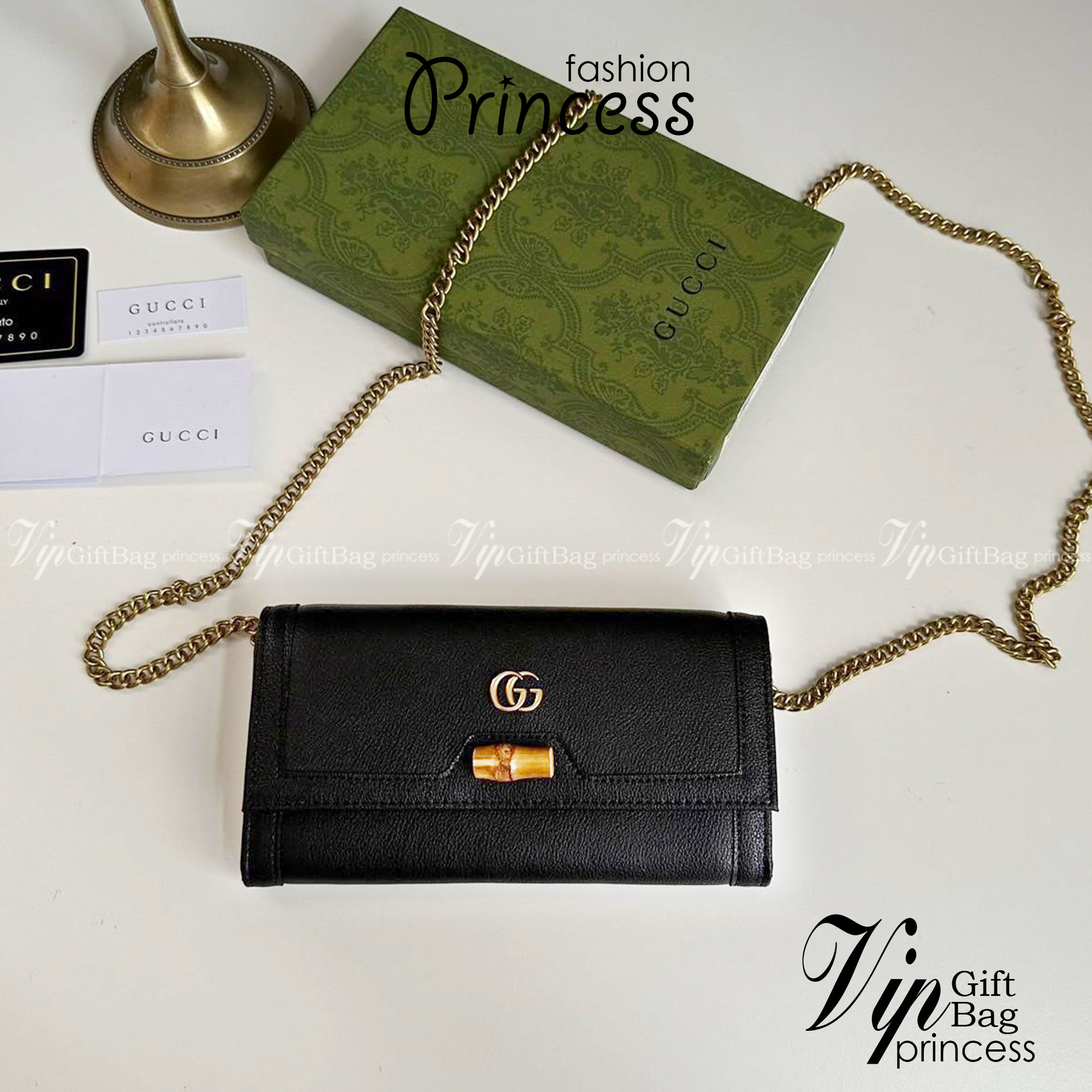 Gucci Diana chain wallet with bamboo / Gucci wallet Double G เกรดออริจินอล กระเป๋าสตางค์กุชชี่พร้อมสายโซ่ ภาพถ่ายจากงานขายจริง ใช้งานต่างประเทศได้