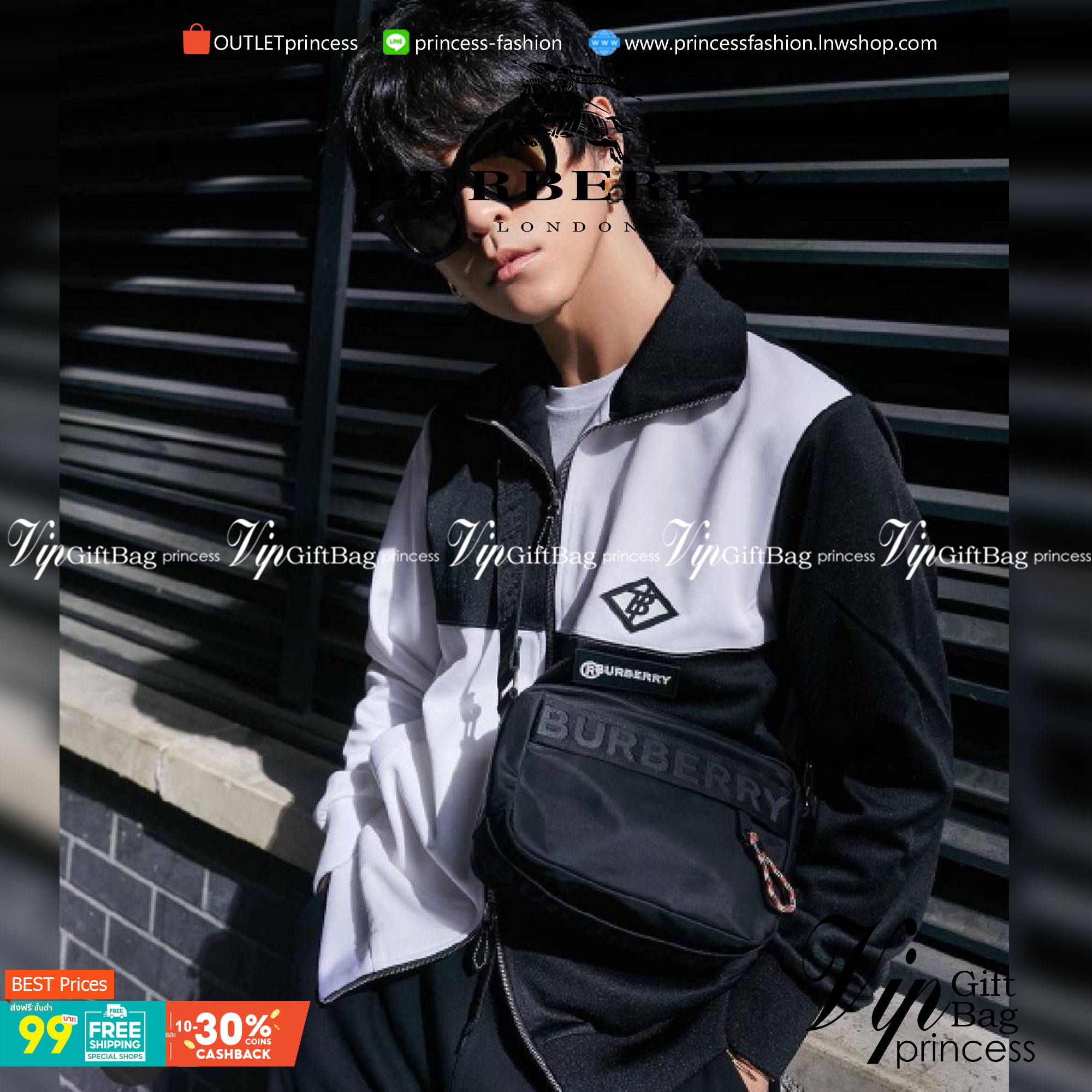 VIP 】BURBERRY FRAGRANCES CROSSBODY BAG VIP GIFT WITH PURCHASE (GWP) พรีเมี่ยมกิ๊ฟ Limited Edition จากน้ำหอม BURBERRY วัสดุ Nylon Canvas ทรงเหลี่ยมน้ำหนักเบามีโลโก้แบรนด์คาดด้านหน้าพร้อมช่องซิปใส่ของ เปิดปิดด้วยซิปหัวซิปแบรนด์สไตล์สปอร์ต ภายในมีช่องใส่บัตร