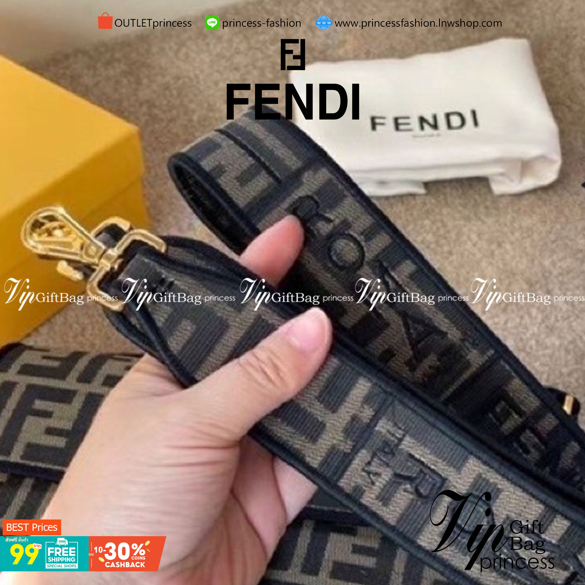 VIP 】FENDI VINTAGE BAGUETTE SHOULDER BAG 2size กระเป๋าสะพายทอลายโมโนแกรม อะไหล่ทองหรูหรา มี 2 ขนาด ทนทาน มาพร้อมสาย 2 แบบ สำหรับคล้องแขน และสายครอสบอดี้ เปิด-ปิดด้วยกระดุมแม่เหล็ก ภายในเป็นช่องโล่ง ใส่โทรศัพท์ พร้อมเสิร์ฟความสวยให้ถึงบ้านจ้า วัสดุผ้าทอลาย