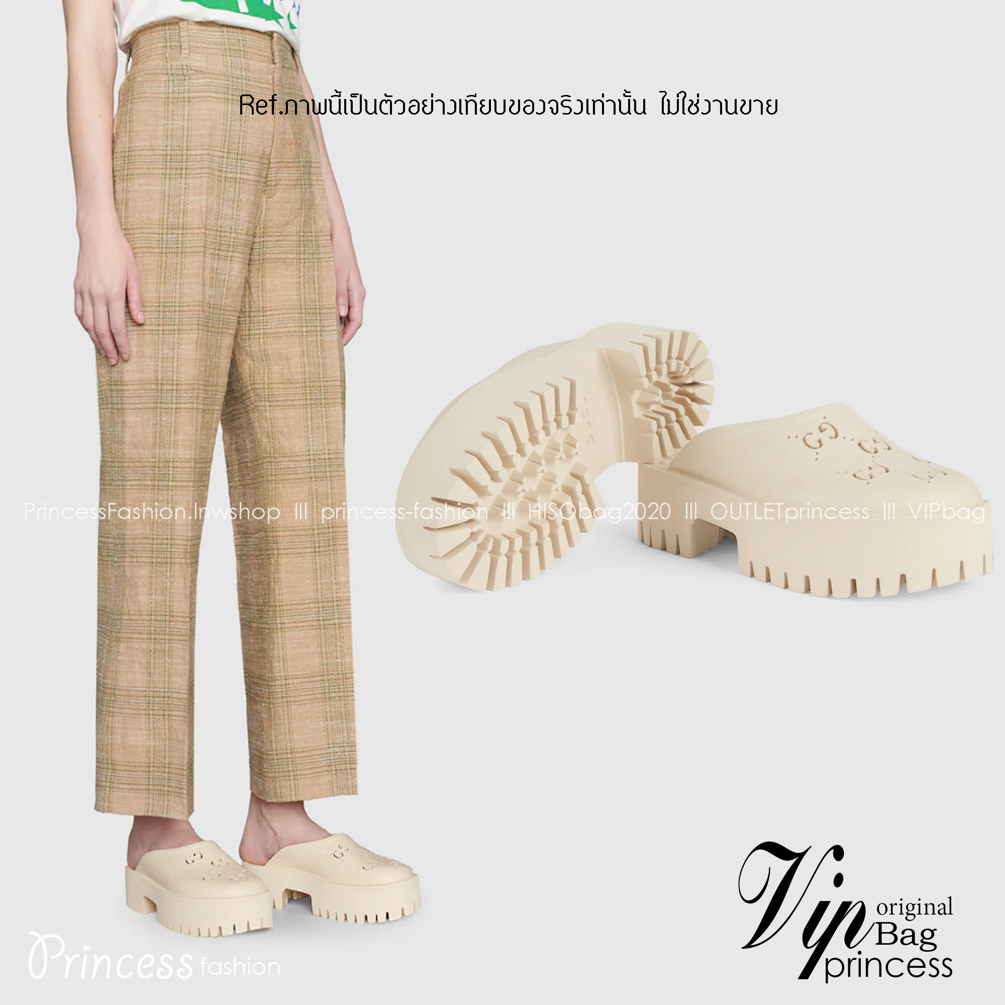 GUCCI platform perforated G sandal / GG Sandel รองเท้า GG เกรดออริจินอล สลับแท้ พร้อมกล่อง ภาพถ่ายจากงานจริง ใช้งานต่างประเทศได้