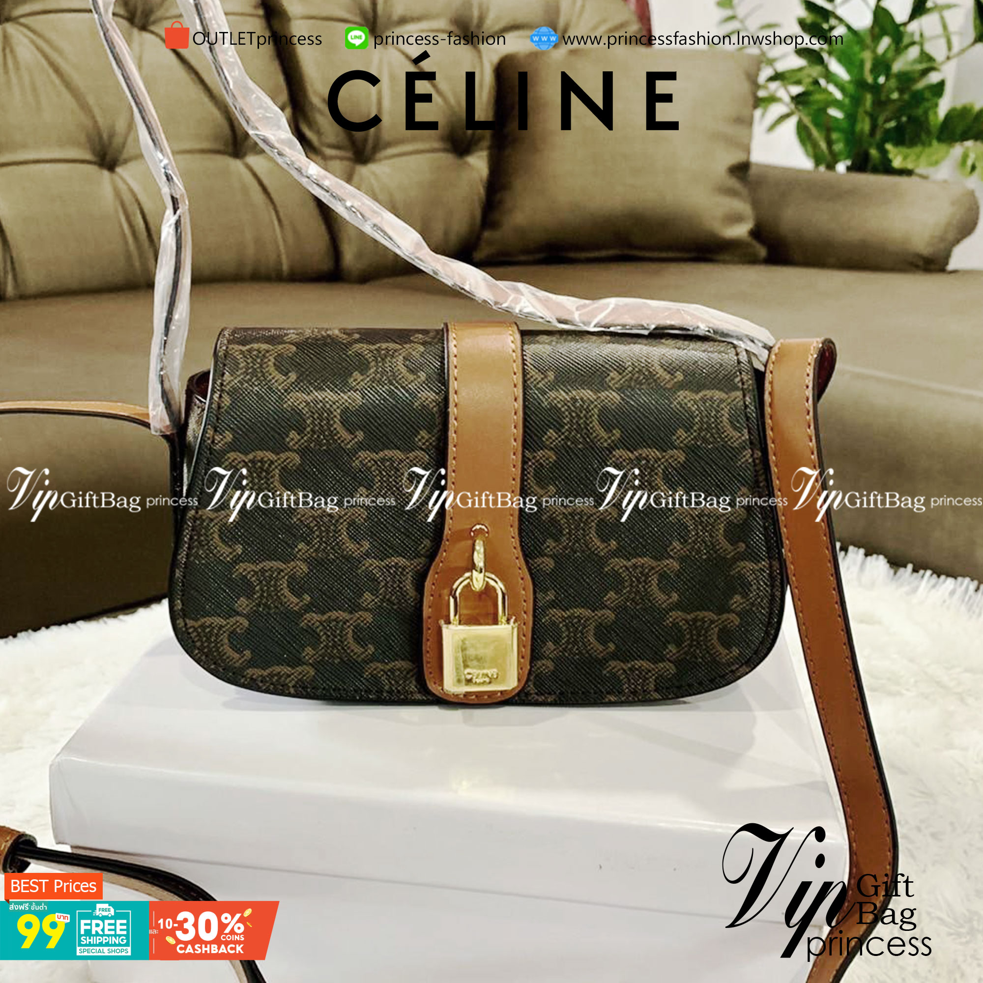 VIP 】CELINE TABOU CLUTCH BAG CELINE MINI CROSSBODY BAG (GWP) วัสดุ Triomphe Canvas หนังสวยอยู่ทรงกันน้ำได้ ขนาดกำลังน่ารัก การออกแบบที่เน้นความเรียบแต่หรู มาพร้อมสายสะพายสั้นและสายสะพายยาว สำหรับสะพายไหล่ สายปรับระดับสั้น-ยาวได้ (ถอดไม่ได้) โดดเด่นที่ด้าน