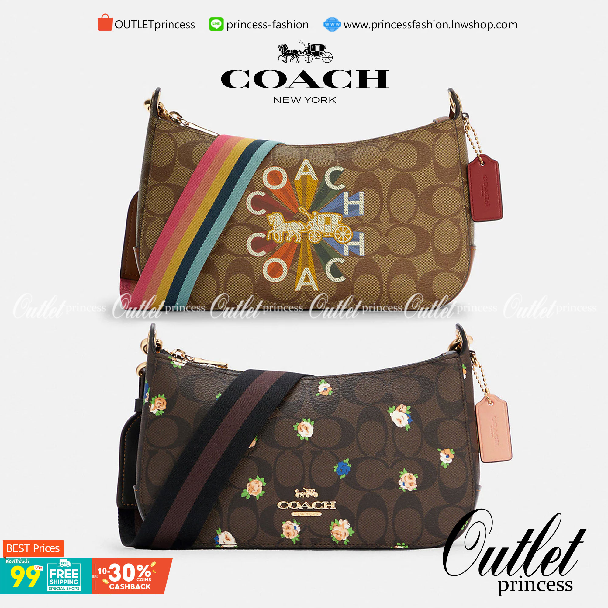 COACH C7264 C6823 C6817 JES BAGUETTE IN SIGNATURE CANVAS คอลเลคชั่นใหม่ล่าสุด พร้อมเสิร์ฟความสวยถึงบ้านเช่นเคย!! กระเป๋าสะพายทรงบาแกตต์ ดีไซน์ย้อนยุค ที่แอบแฝงความเรียบหรูดูแพงอยู่ในตัว โดดเด่นด้วยสายสะพายเส้นใหญ่ โทนสีคอนทราส ทำให้ไอเท็มนี้ดูมีลูกเล่นมาก