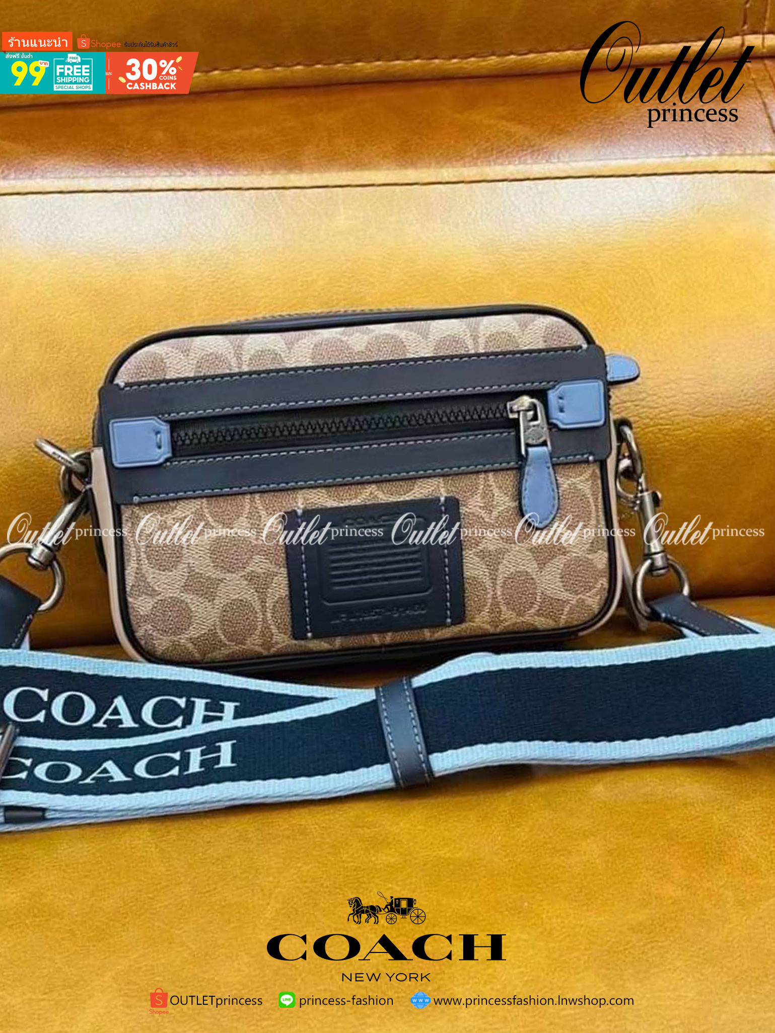 OUTLET 】Coach Mens 91460 camera bag slingbag พร้อมส่งที่ไทย