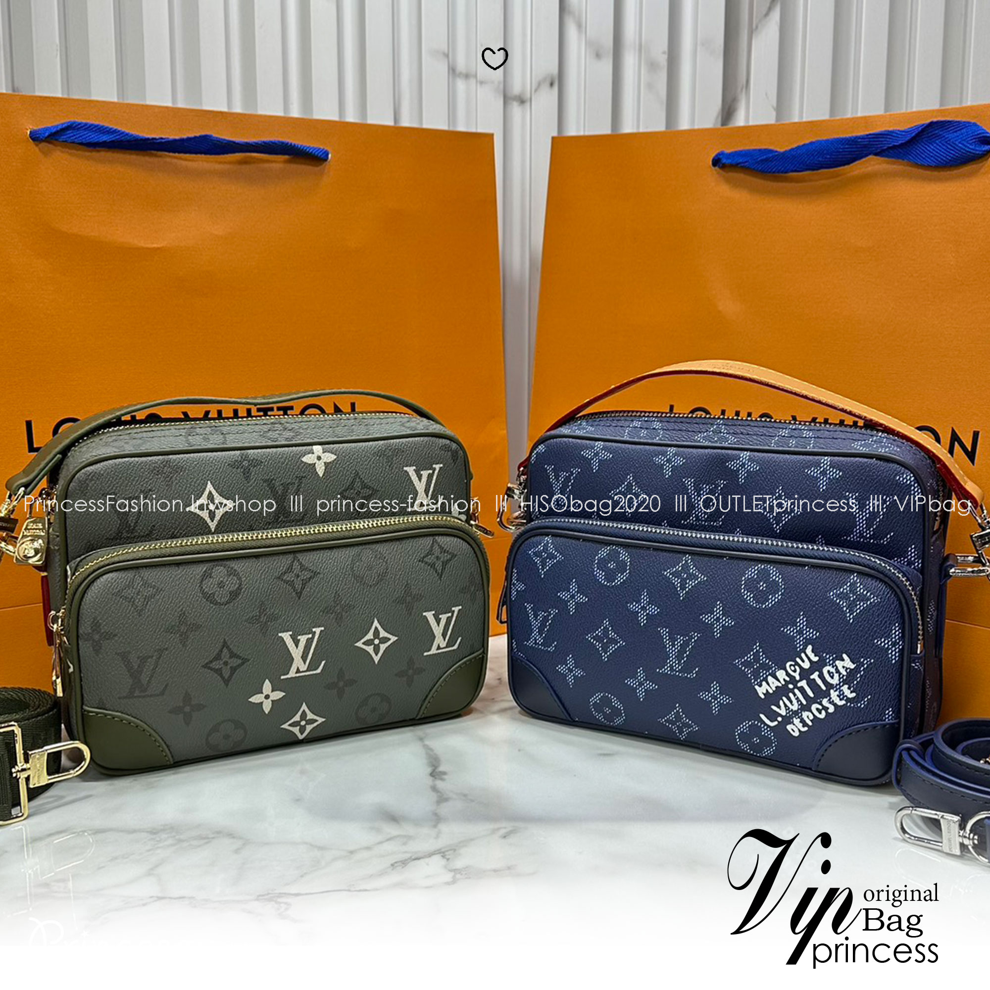 ORI หนังแท้ | LV Nil Messenger PM Navy Green กระเป๋าสะพายทรงแมสเซ็นเจอร์ สีใหม่ดีไซน์ใหม่