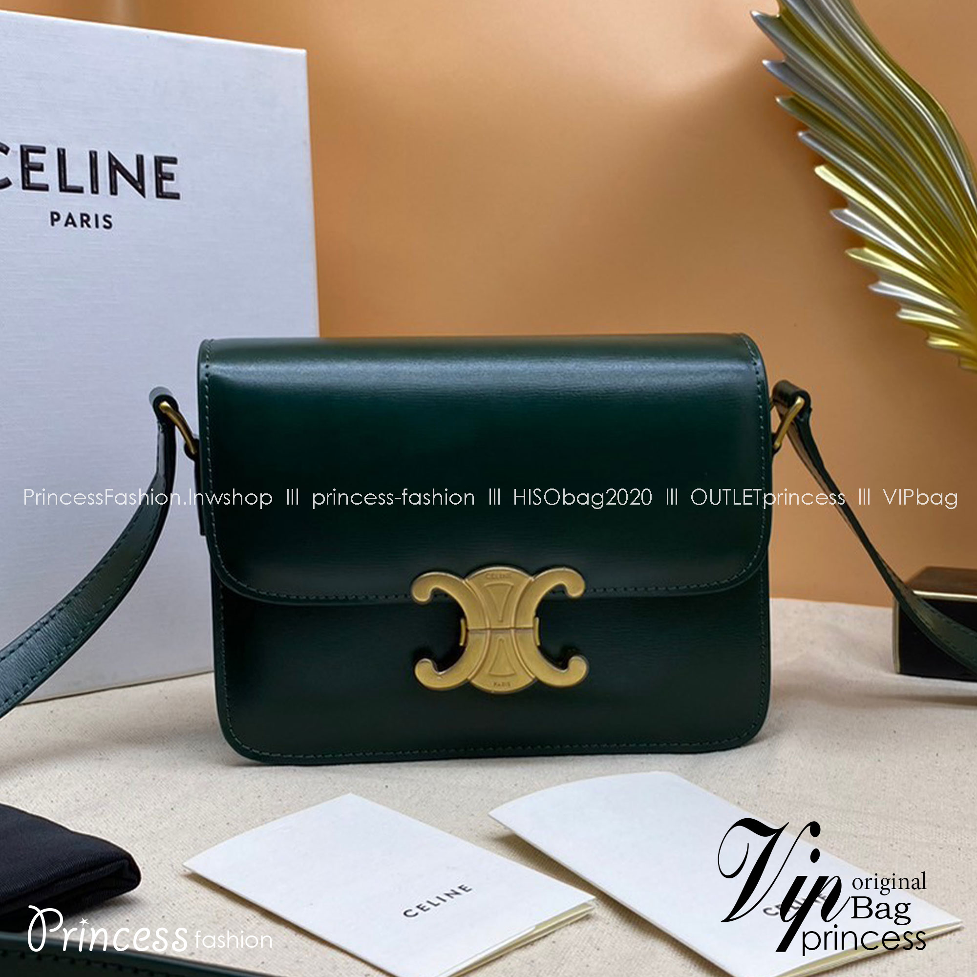 MEDIUM 22cm : CELINE CLASSIQUE TRIOMPHE BAG IN SHINY CALFSKIN / Celine Triomphe Bag / Celine Bag พร้อมส่ง 10 สี เกรดออริ 1:1 กระเป๋าแบรนด์หรูที่ควรมีแห่งปี