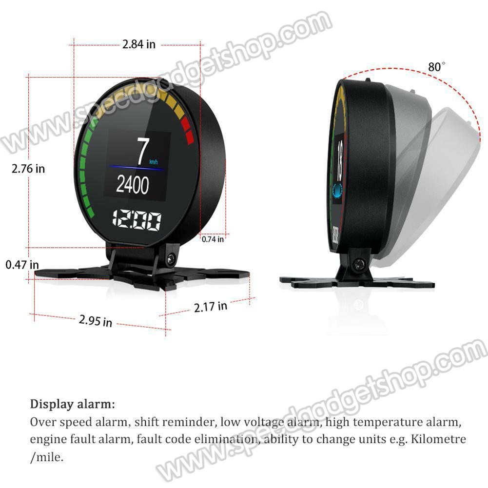เกจวัด obd OBD2 Smart gauge Display Meter รุ่น P15 วัดความร้อนหม้อน้ำ วัดความเร็ว วัดรอบ วัดแบต นาฬิกาดิจิตอล มีเสียงเตือน ติดตั้งกับ port obd2 ไม่ต้องตัดต่อสายไฟ (อ่านโค้ด ลบโค้ด เครื่องยนต์ได้)