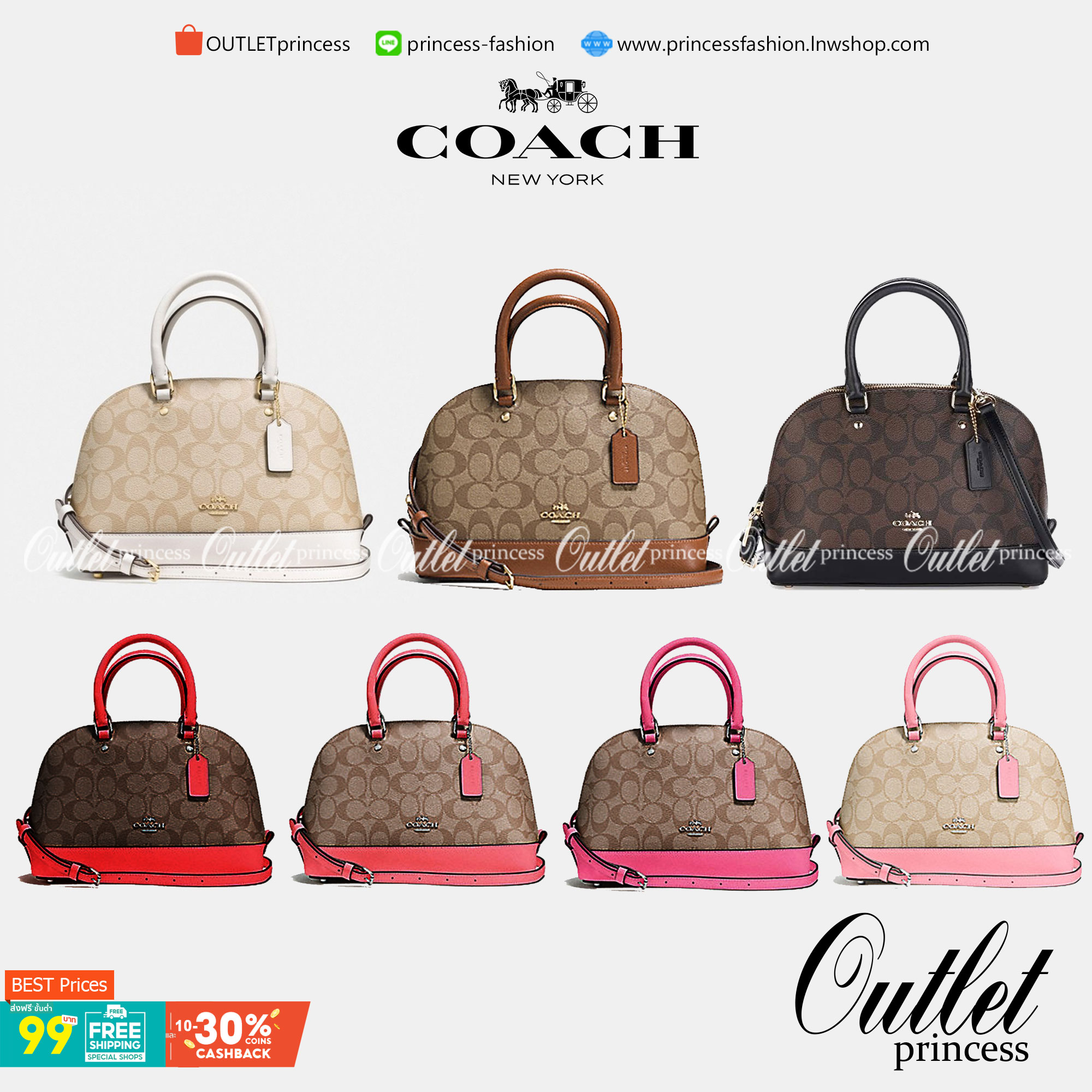 Coach Mini Sierra Signature กระเป๋าถือทรงโดม ภายในกว้างสามารถใส่กระเป๋าเงินเล็ก และมือถือได้ และยังมีช่องซิปเล็ก 1 ช่อง ด้านหลังมีกระเป๋าเล็กเก็บบัตร 1 ช่อง ใครยังไม่มีพลาดไม่ได้แล้วนะคะ