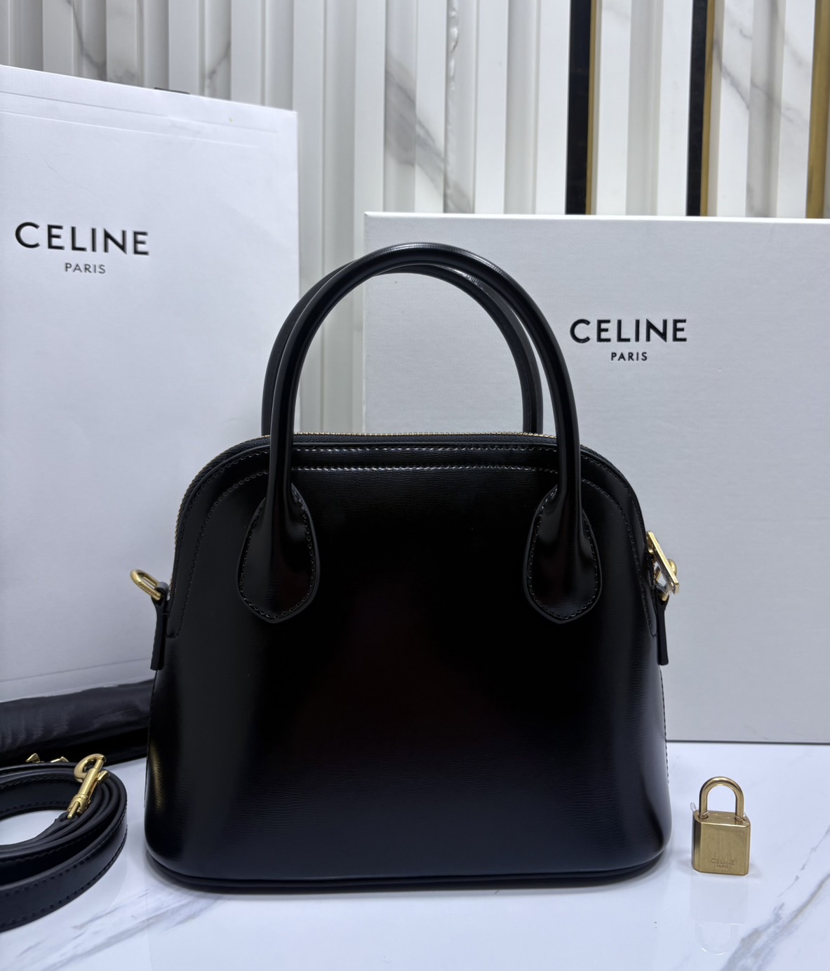ORI หนังแท้ | CELINE TEEN HONORINE BAG IN Triomphe Canvas and Leather กระเป๋าสะพายทรงอัลม่าโท้ท พร้อมหูจับในตัว สวยเรียบหรู
