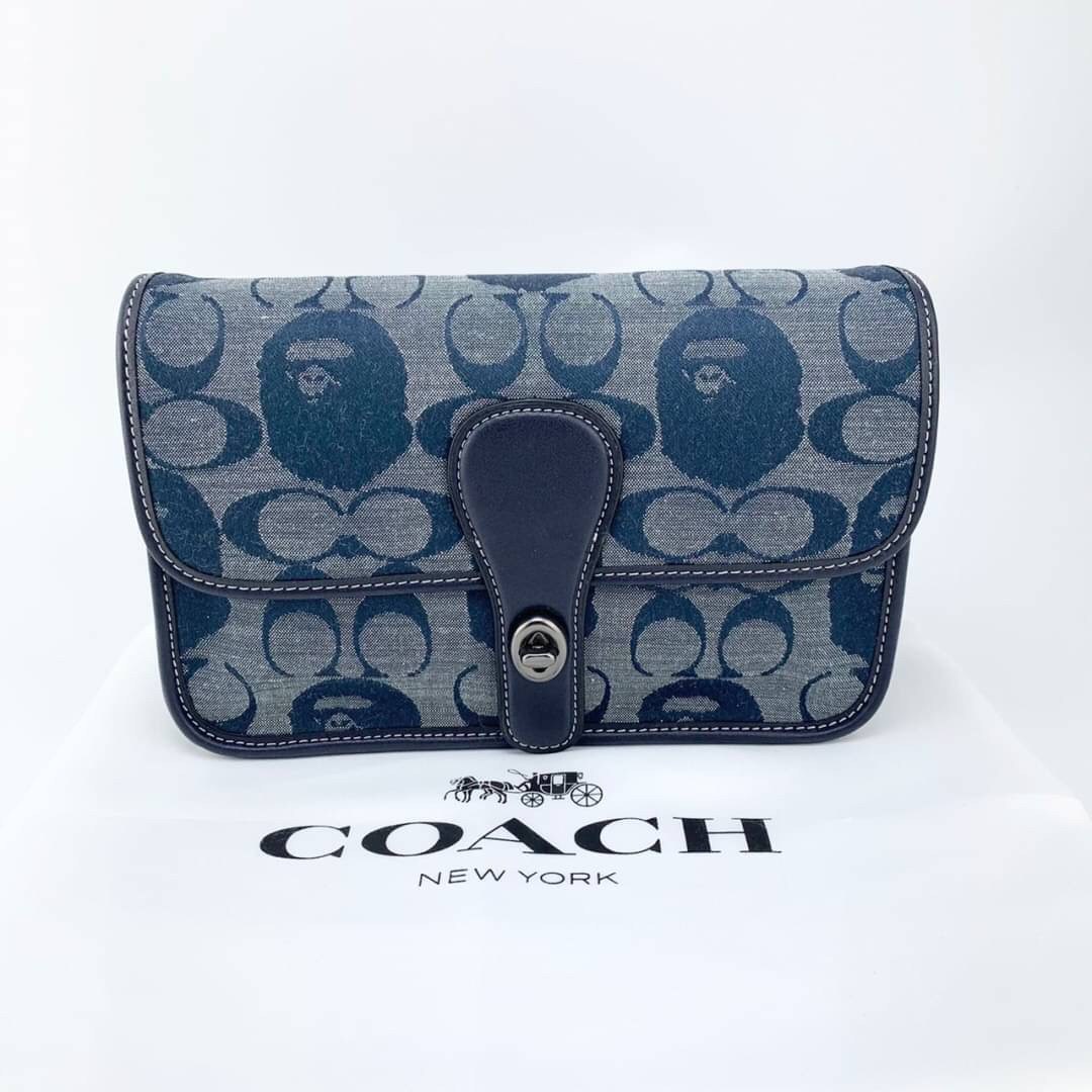 OUTLET 】COACH Bape X Coach Turnlock Tab Belt Bag In Signature Chambray พร้อมส่งที่ไทย