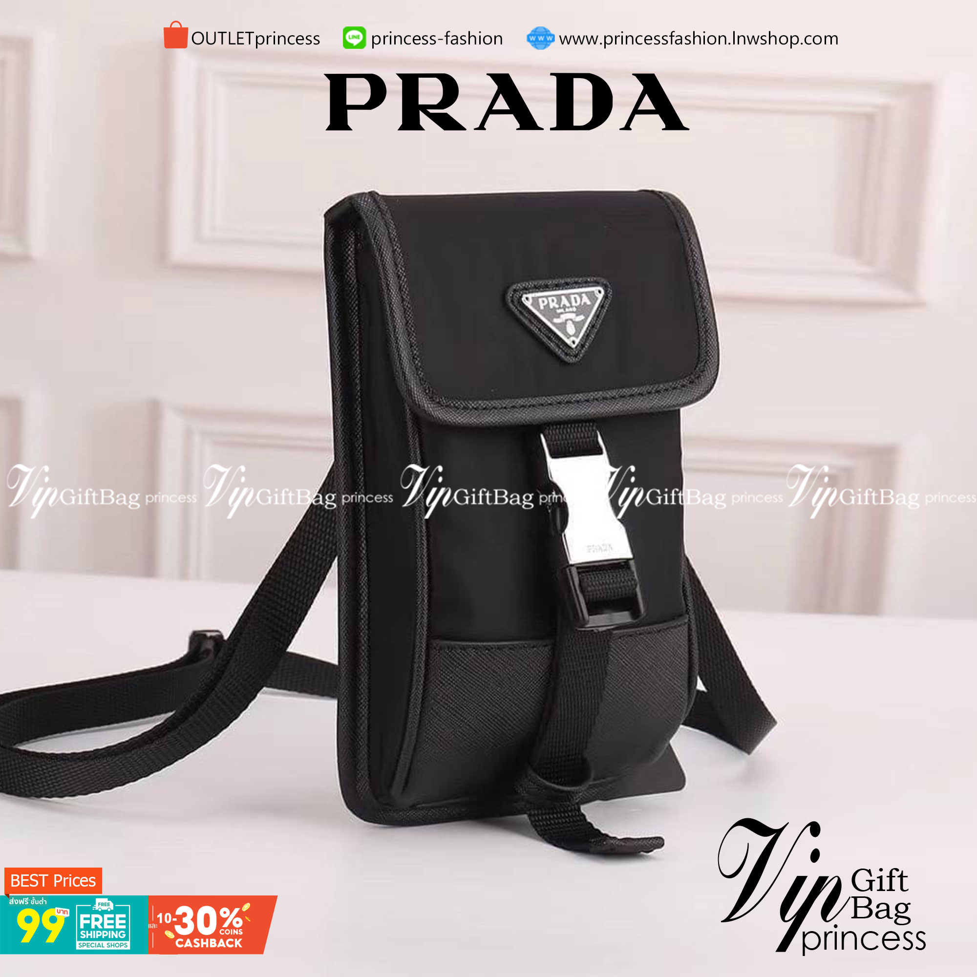 PRADA Re-Nylon and Saffiano leather smartphone case ใช้ได้ทั้งชาย-หญิง ของมันต้องมี ใบนี้ห้ามพลาดเลยค่า งานหนังแท้ งานจริงสวยมากค่ะ