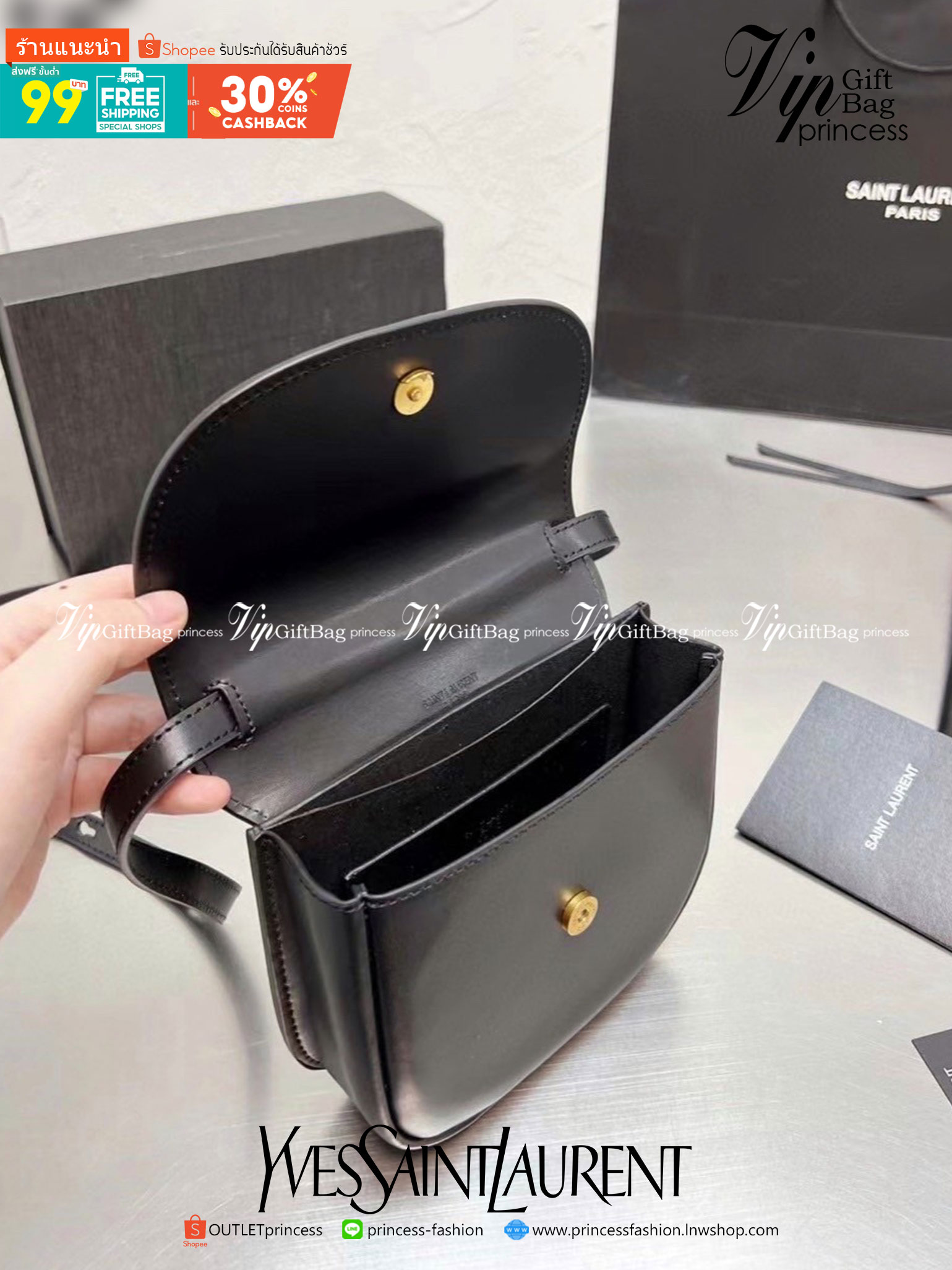 VIP 】หนังแท้ YSL SAINT LAURENT BORSA SATCHEL KAIA PICCOLA IN MORBIDA PELLE พร้อมส่งที่ไทย กระเป๋าสะพายหนังสวยหรูอยู่ทรงเปิดปิดด้วยฝาปิดโลโก้แบรนด์อะไหล่ทองวินเทจ ภายในโล่งมีช่องหลัก และช่องใส่บัตรสามารถใส่มือถือของใช้จุกจิกได้เยอะ สายสะพายหนังยาวปรับระดับ