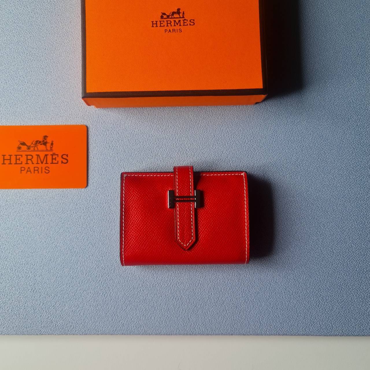 VIP หนังแท้ 】HERMES MINI BEARN WALLET UNISEX