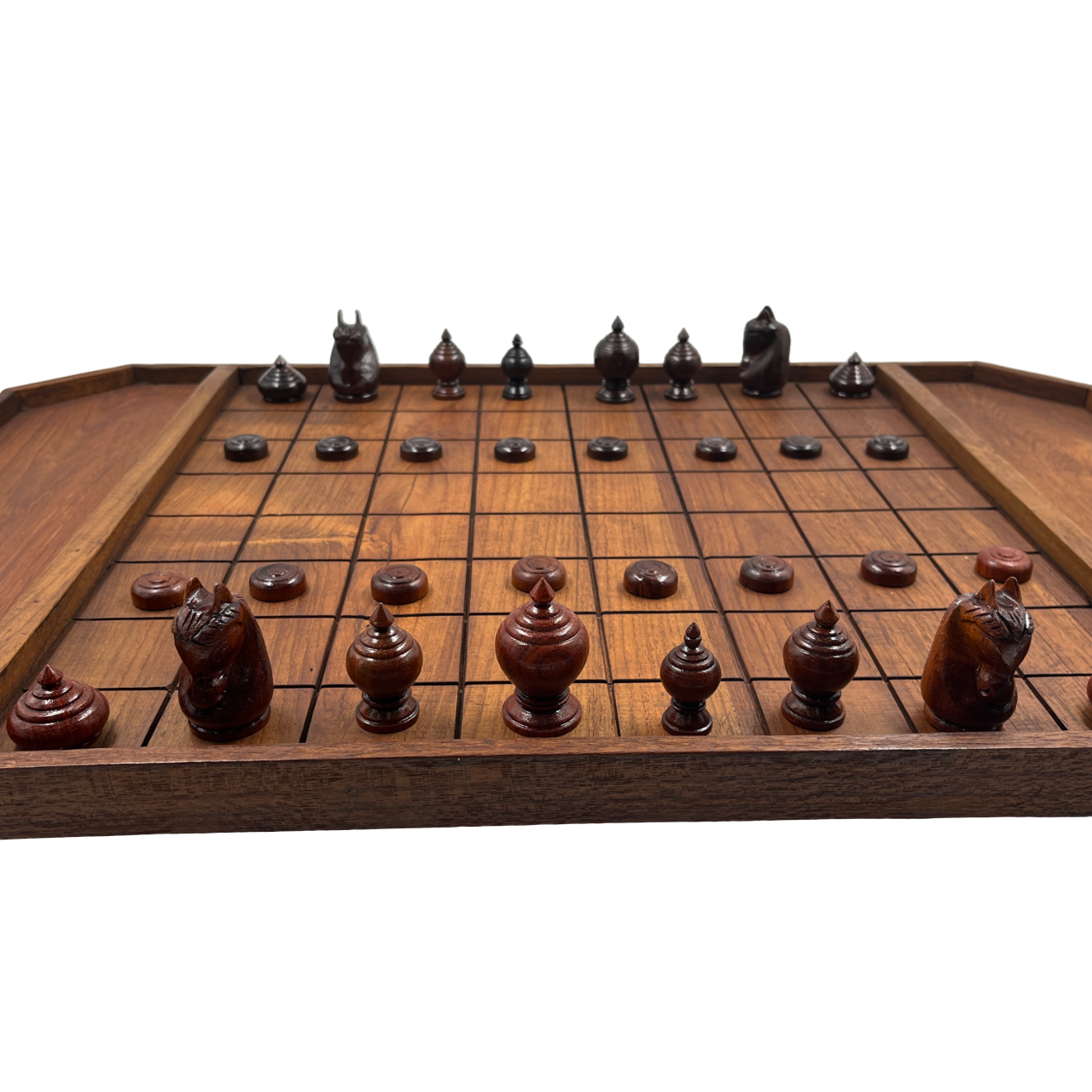 ชุดหมากรุกไทยกระดานไม้ช่อง 5.5x5.5ซม..พร้อมตัวหมากชุดพลราม