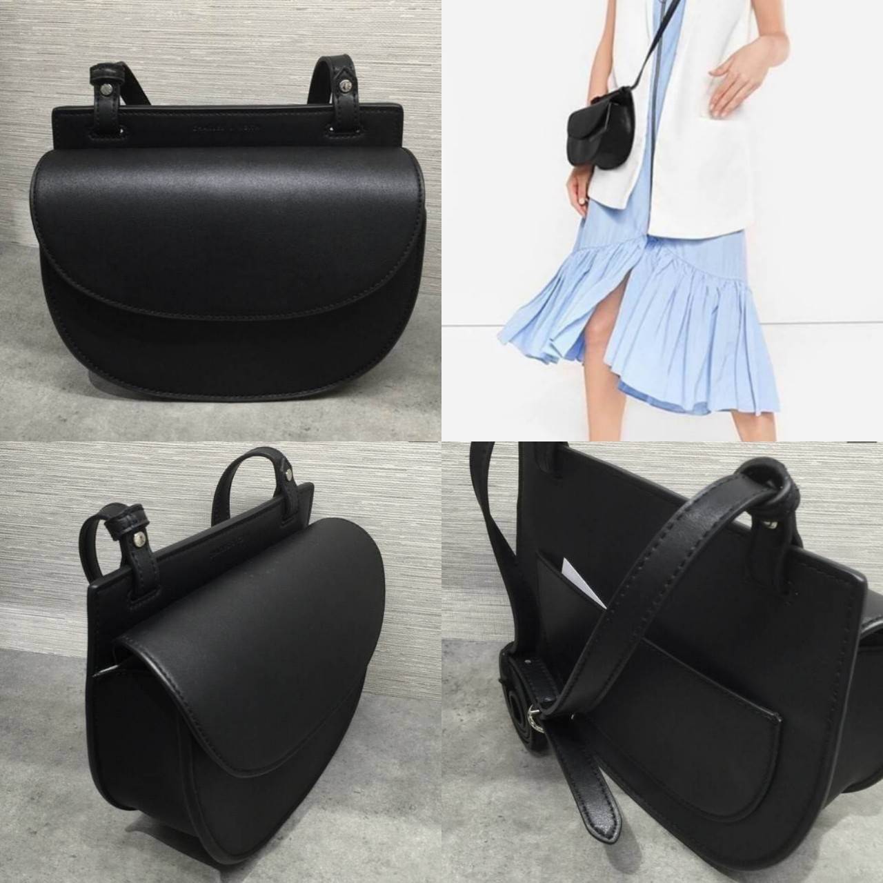 CHARLES & KEITH Half Moon Crossbody Bag Saddle กระเป๋าสะพายทรงเก๋ ขนาดกำลังน่ารัก หนังเรียบ สวยอยู่ทรง ด้านหน้ามี logo brand เปิดปิดด้วยฝาปิดแม่เหล็ก ด้านหลัง มี 1 ช่อง ภายในมีช่องใส่บัตร ใส่กระเป๋าสตางค์ยาว, มือถือทุกรุ่น และของจุกจิกได้เยอะ สายสะพายยาวป