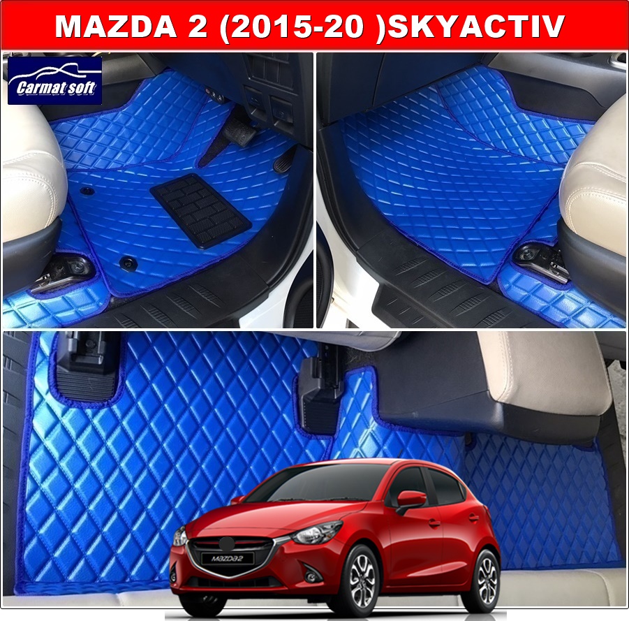 พรมปูพื้นรถยนต์ MAZDA 2 (2015-20) Skyactiv ยางปูพื้นรถEVA ลายDIAMOND 15ชิ้น เต็มคัน