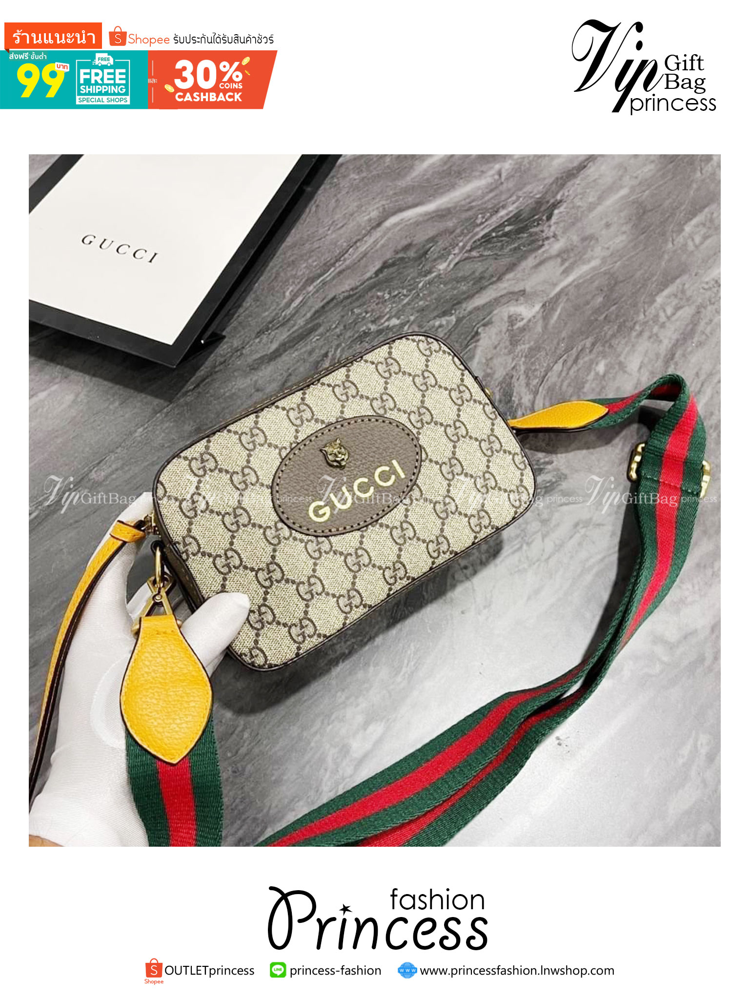 GUCCI Neo Vintage GG Supreme messenger bag กระเป๋าสะพายรุ่น unisex ไซส์มินิ ใช้ได้ทั้งชายหญิง วัสดุแคนวาสอย่างดี จุของได้เยอะ ใช้เป็น every ได้เลย ภาพถ่ายจากงานขายจริง ใช้งานต่างประเทศได้