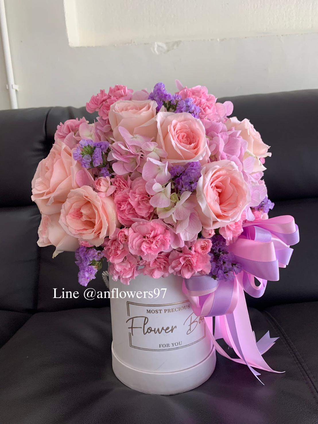 Flowers box ดอกไม้โทนสีชมพูม่วง