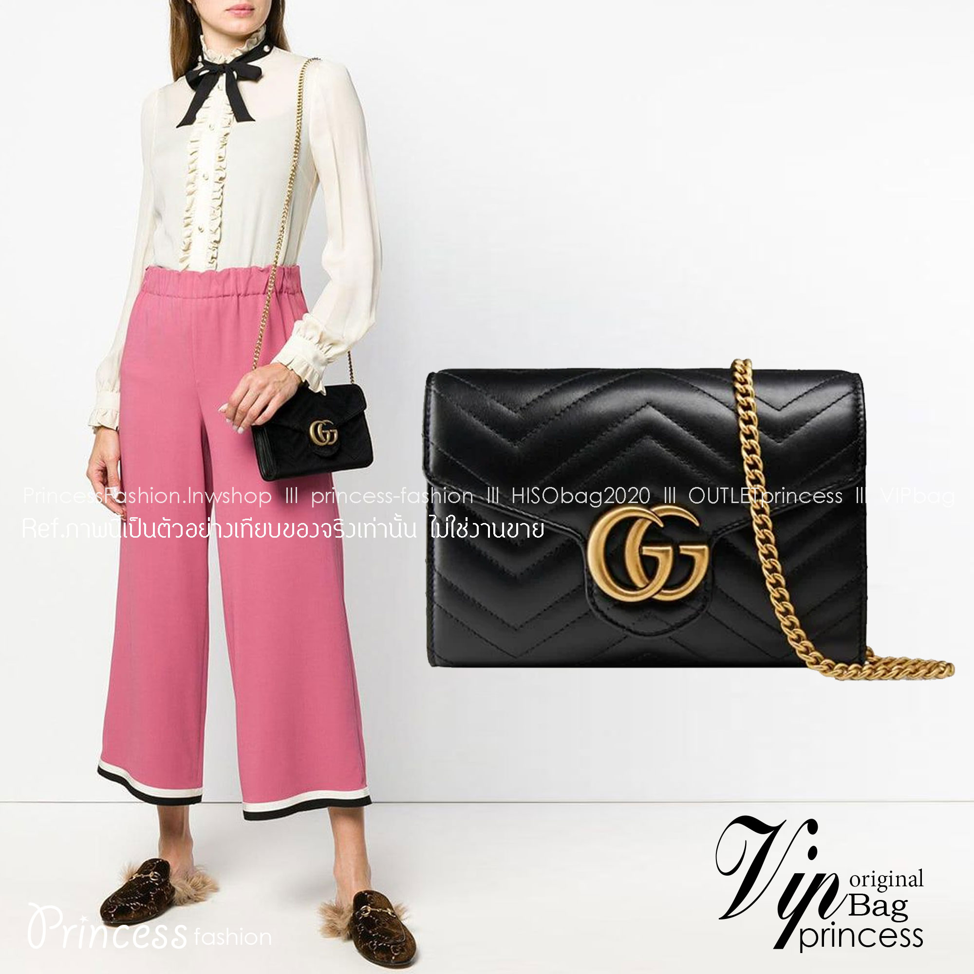 GUCCI GG Marmont Chain Wallet Matelasse Mini Soft Leather / GUCCI WOC เกรดออรินอล งานหนังสวยมากค่ะ ละมุนที่สุด ใส่บัตร ใส่แบงค์ได้ รับรองว่าจะเป็นกระเป๋าที่จะหยิบใช้งานได้บ่อยๆ รับประกันความสวยปังค่าาา