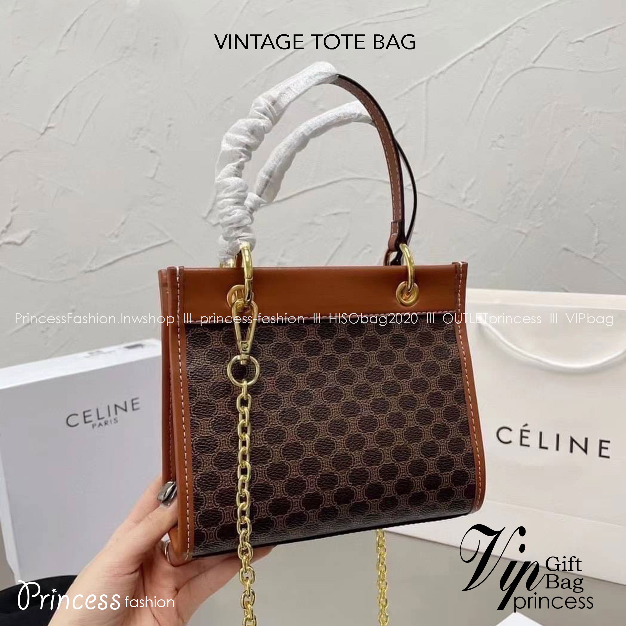 CELINE VINTAGE TOTE BAG / CELINE Macadam tote bag กระเป๋าโท้ทสไตล์วินเทจไซส์เล็ก ขนาดกำลังสวย พกพาง่าย ใหม่ล่าสุด ที่ใช้สามารถใช้ได้ทั้งหนุ่มๆและสาวๆ รูปทรงคลาสสิค