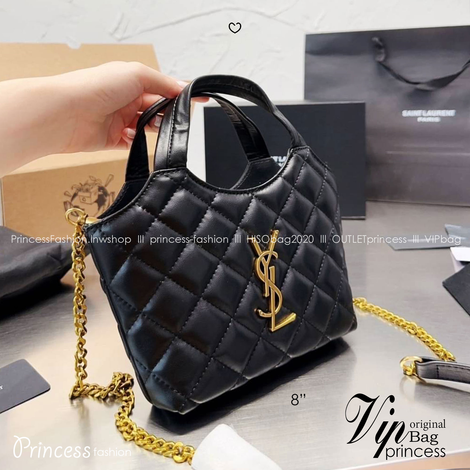 YSL Tote Handbag & Crossbody Bag 8" 9" กระเป๋าสะพายทรงโท้ท งานหนังสวยเต็มใบ ดีไซน์คลาสสิค เกรดวีไอพีไฮเอน 1:1