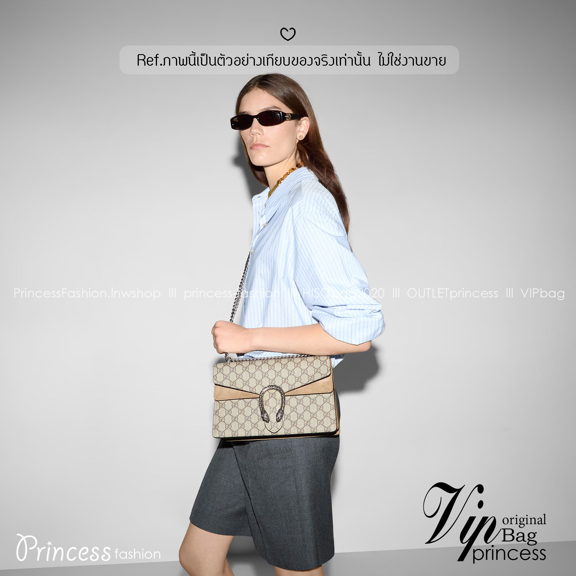 GUCCI Dionysus small shoulder bag กระเป๋าสะพายรุ่นคลาสสิคสุดวินเทจ ฮอตสุดไม่มีใครเกิน ที่สาวๆต้องไม่พลาด!! ดึงดูดและสะกดสายตาด้วยอะไหล่ดีเทลหรู