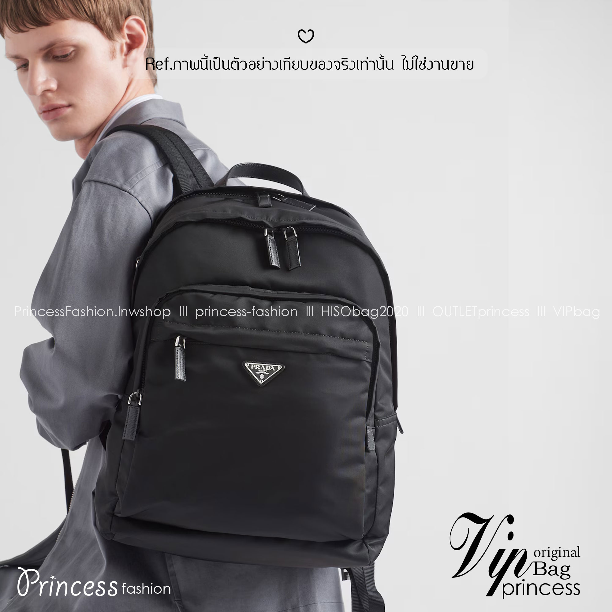 Ori หนังแท้ | Prada Re-Nylon and Saffiano leather backpack กระเป๋าเป้สะพายหลังไนลอนใบใหญ่จุของได้เยอะ ดีไซน์ล้ำสมัยสัมผัสความหรูหราคลาสสิก