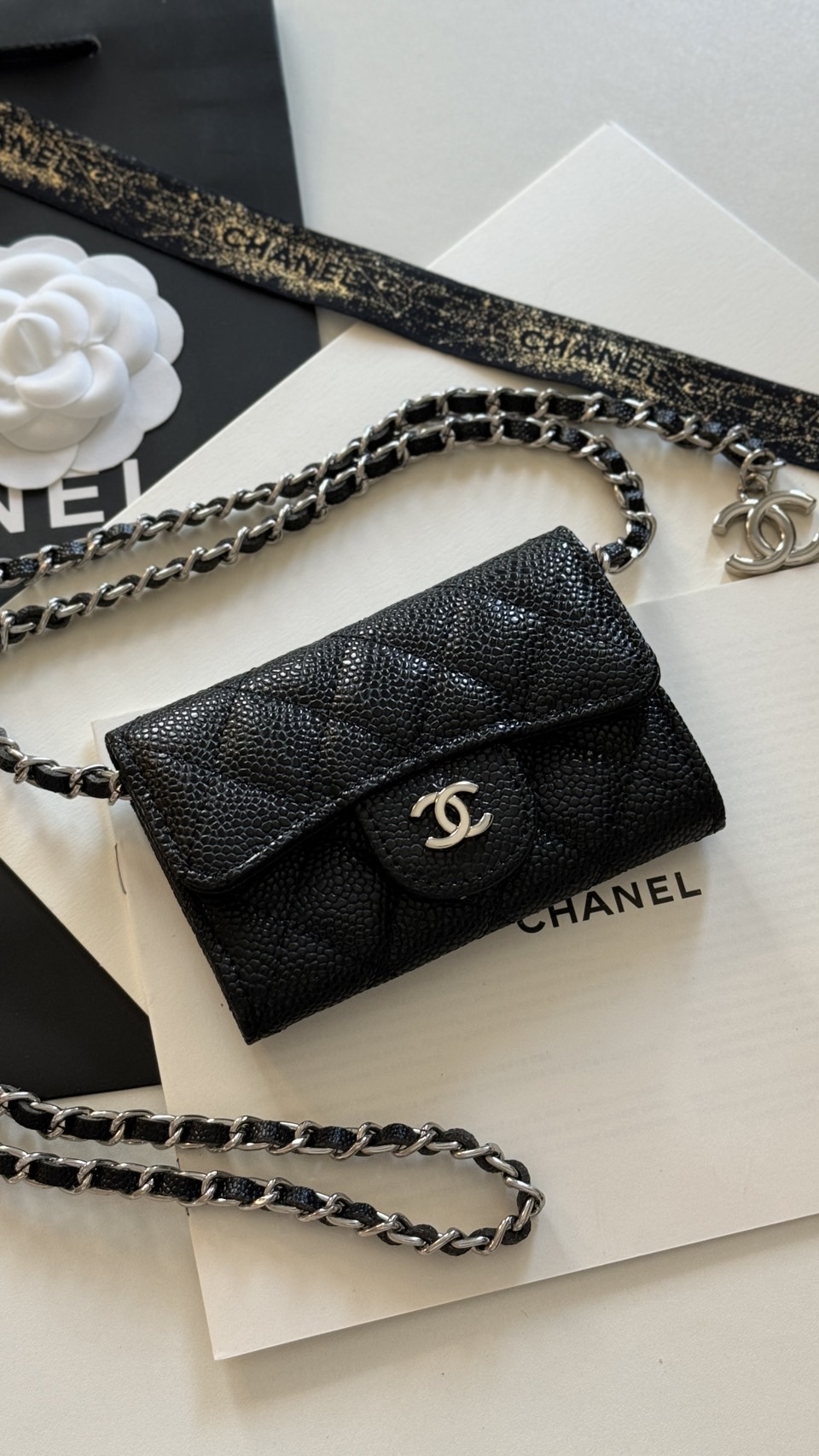 CHANEL mini wallet on chain crossbody กระเป๋าสตางค์พร้อมสายโซ่ หนังแท้ เกรดออริจินอล 1:1 สลับแท้