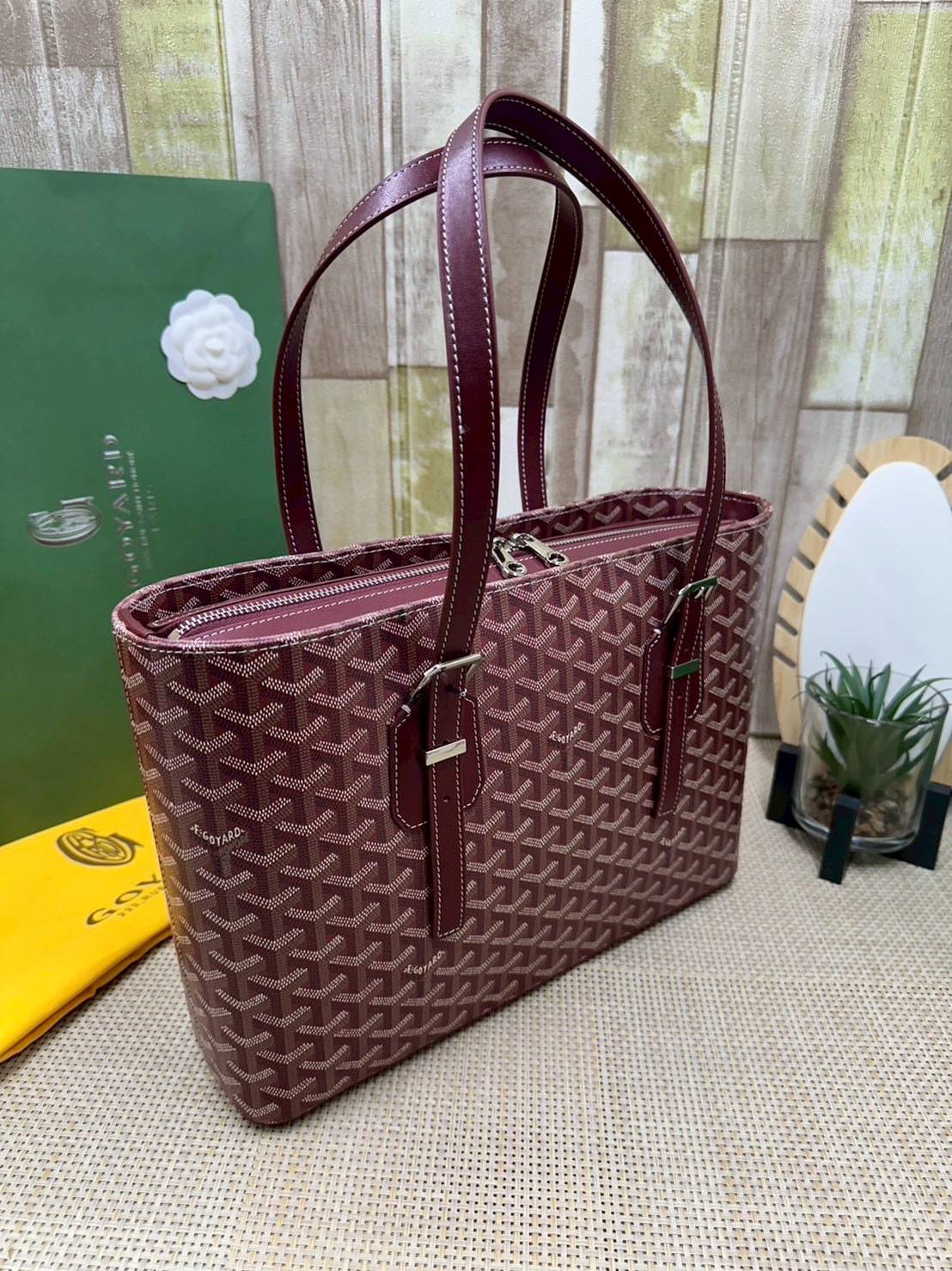 7 สี ORI หนังแท้ | GOYARD Goyardine Sac Marie Galante 35cm / Goyard Tote Bag กระเป๋าสะพายทรงโท้ท พร้อมหูจับใช้งานง่าย ภายในโล่งกว้าง หรูหราลงตัว